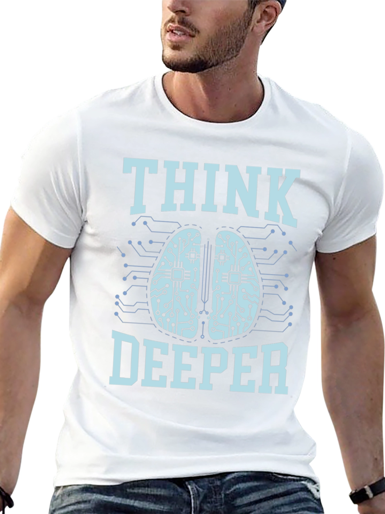 Black Think Deeper Graphic Tee - Black Cotton T-Shirt view 13