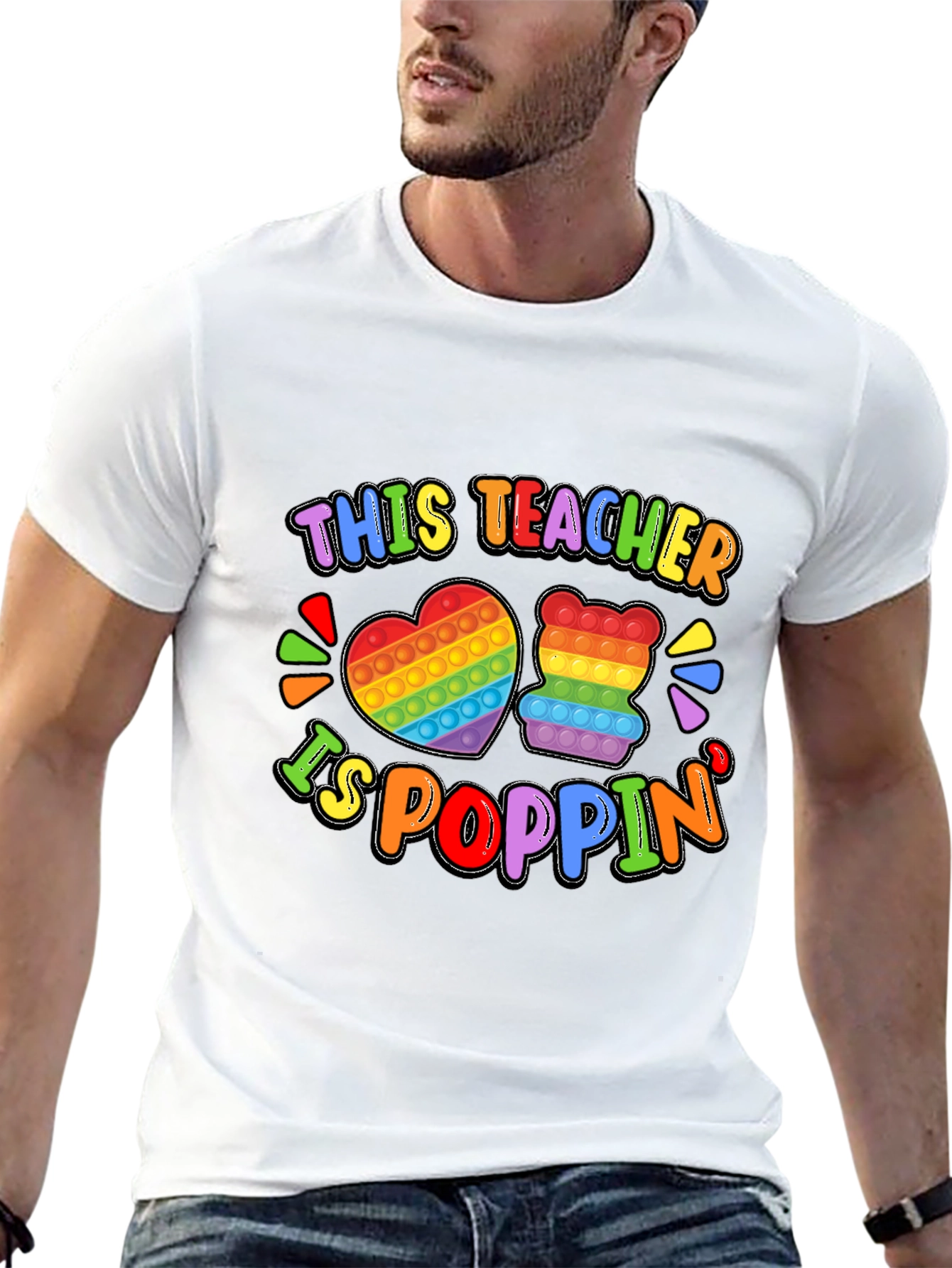 Black This Teacher Is Poppin' Graphic T-Shirt view 13