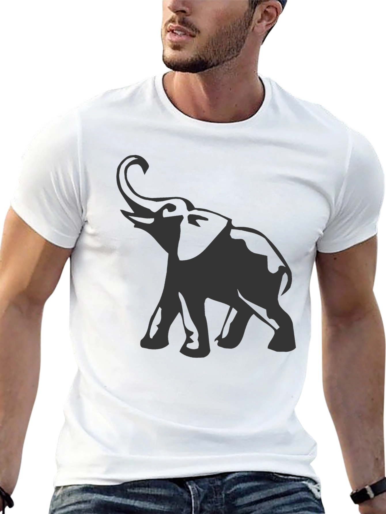 Black Elephant Graphic Tee - Black Cotton Comfort view 13