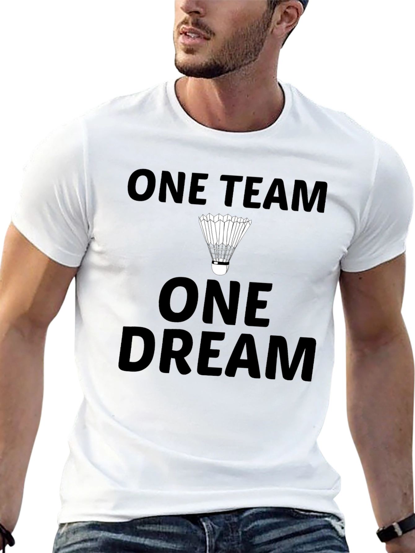 Black One Team One Dream Badminton T-Shirt view 13