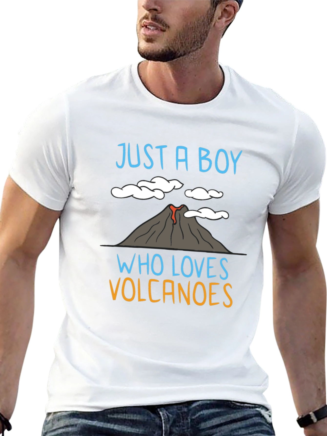 Black Boy Who Loves Volcanoes Graphic T-Shirt view 13