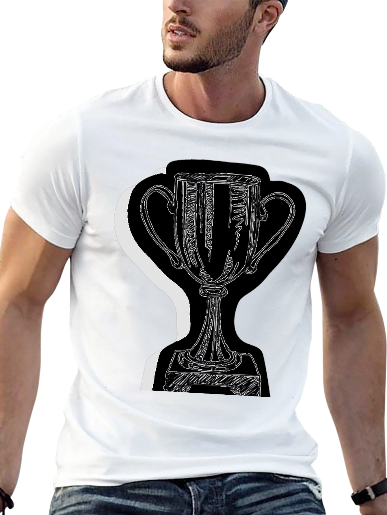 Black Trophy Graphic Tee - Black Cotton Blend view 13