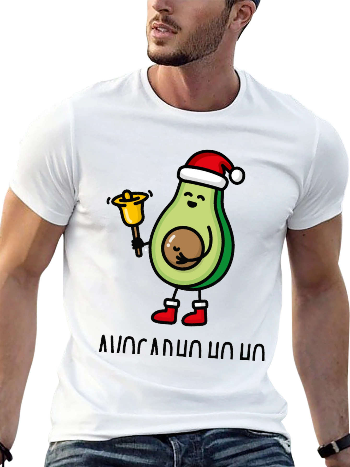 Black Festive Avocado Christmas T-Shirt view 13