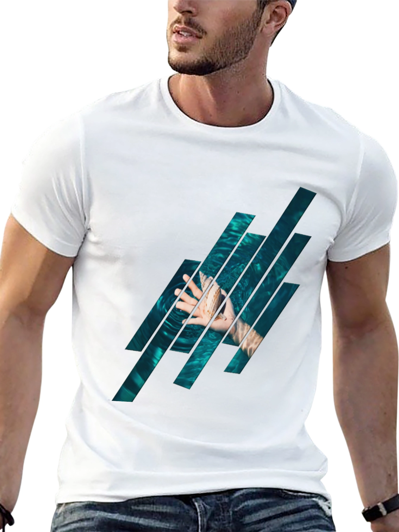 Black Abstract Water Graphic Black T-Shirt view 13