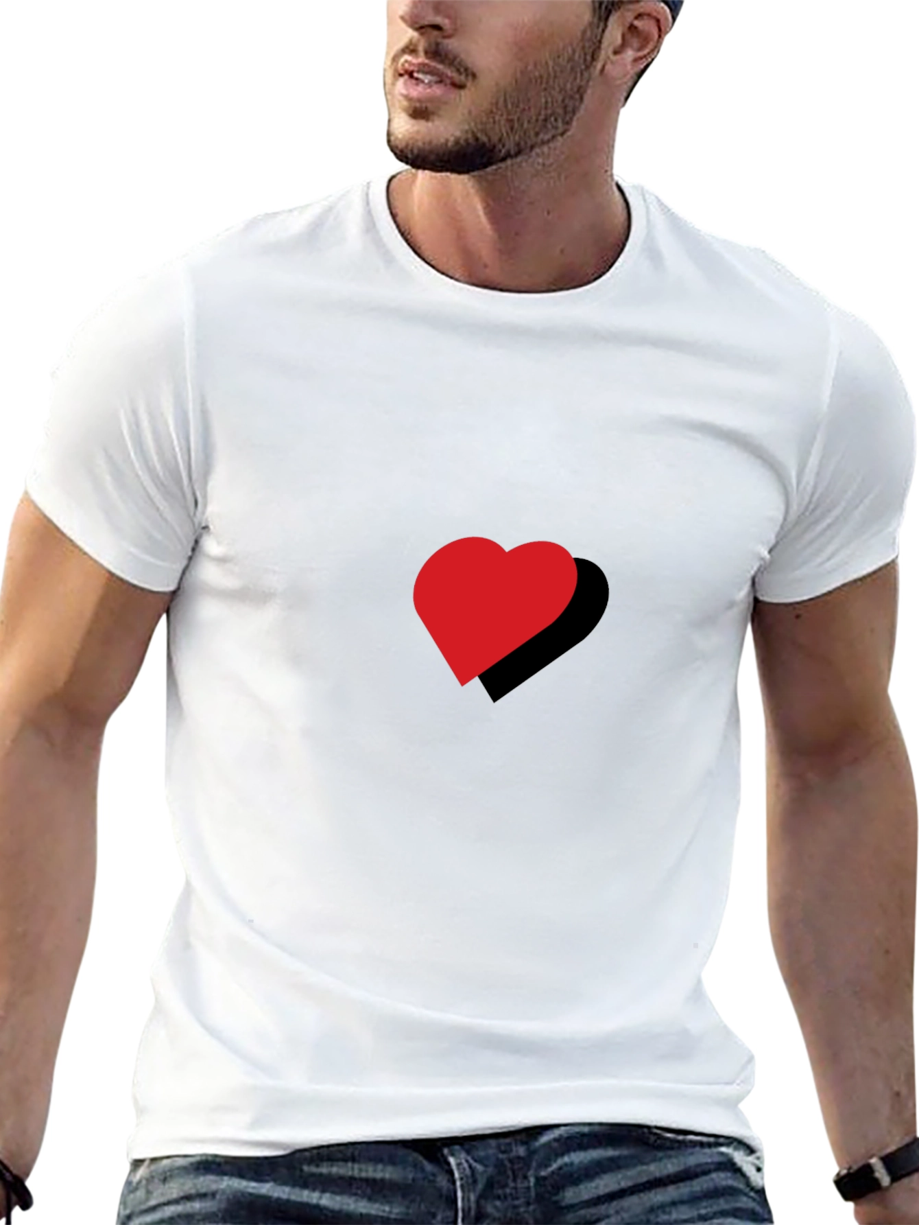 Black Red Heart Black T-Shirt view 13