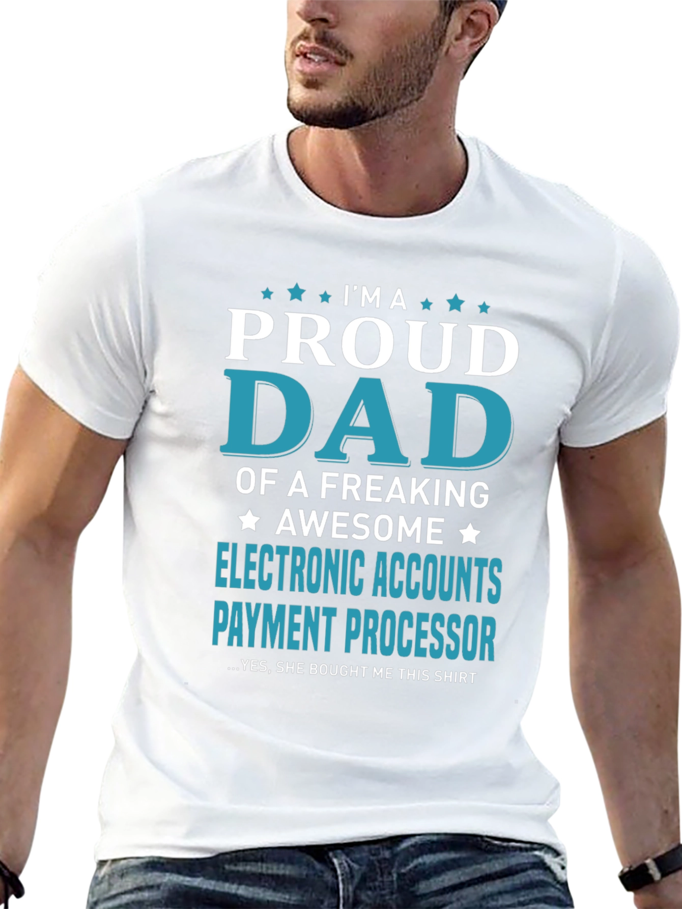 Black Proud Dad Electronic Accounts T-Shirt view 13