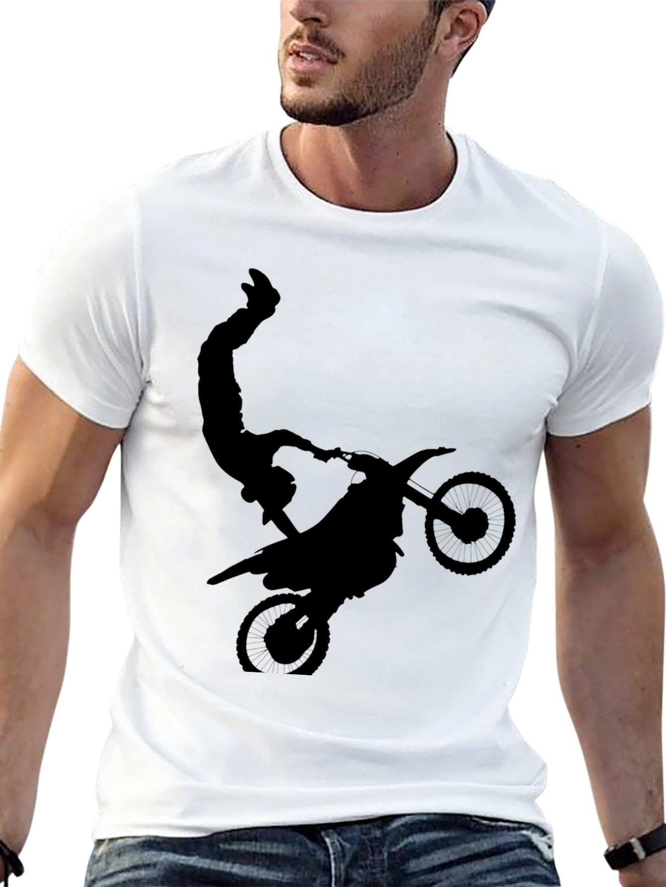 Black Black Motorcycle Stunt Graphic Tee view 13