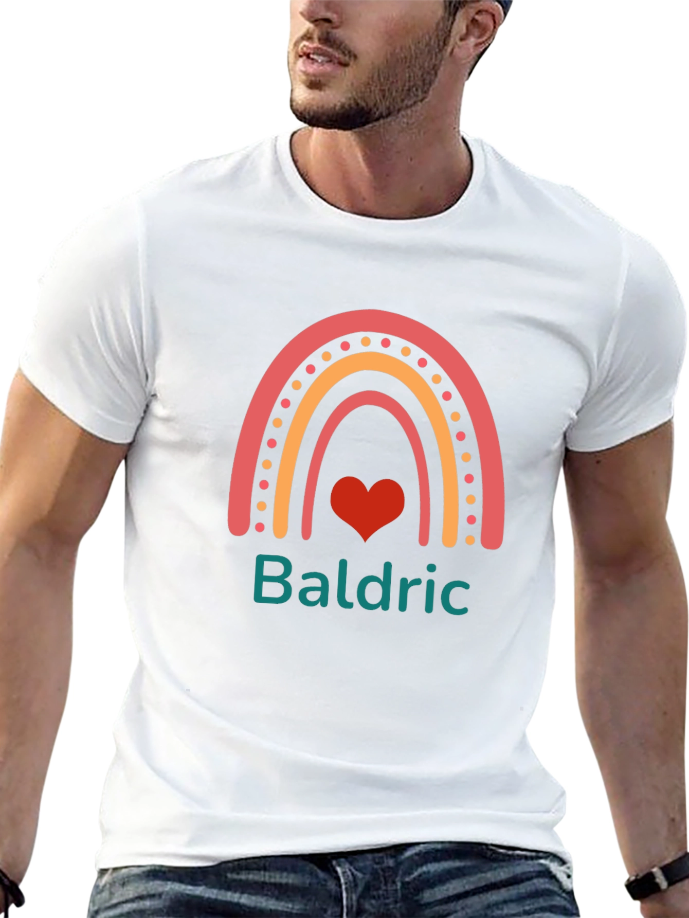 Black Baldric Rainbow Heart Personalized T-Shirt view 13