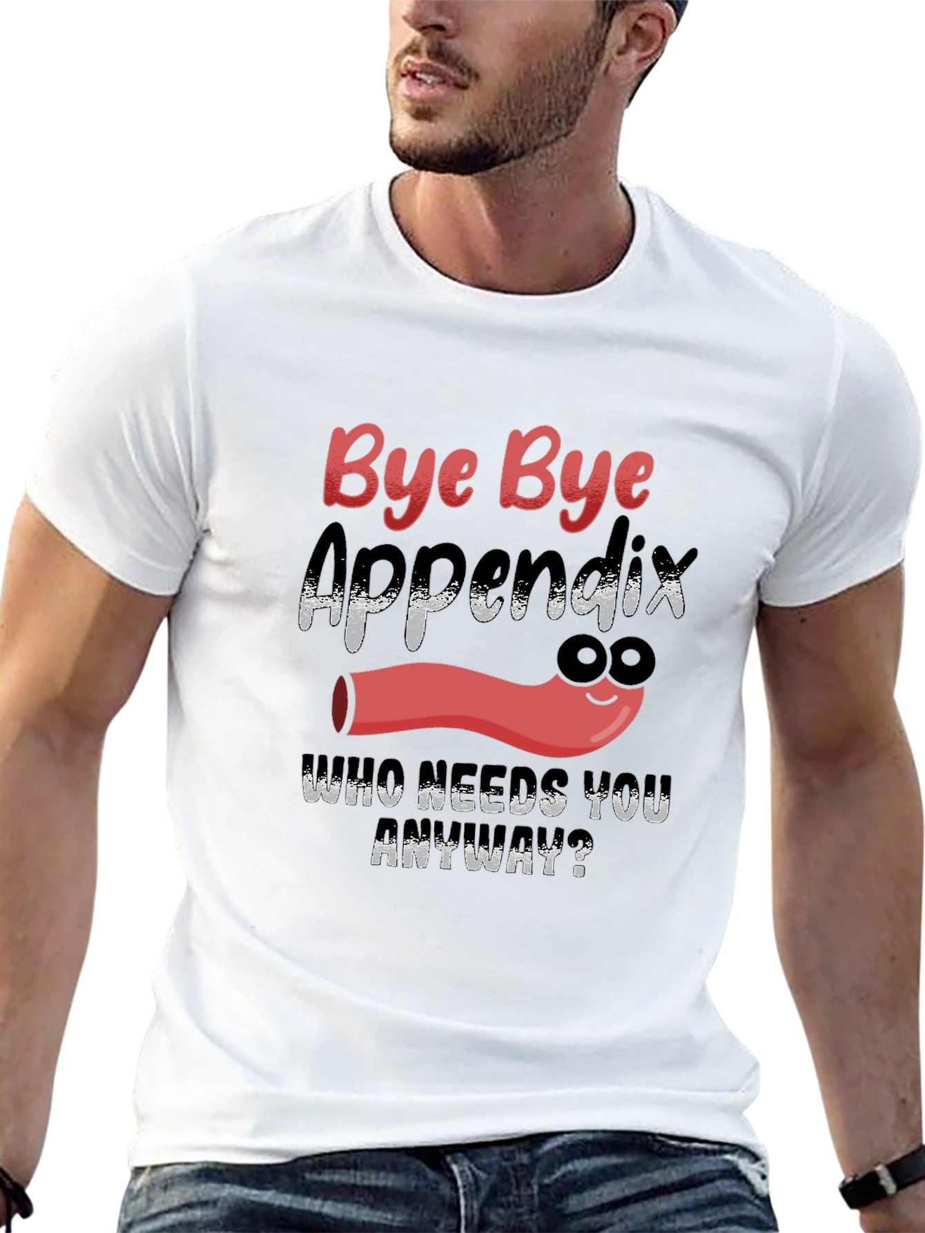 Black Bye Bye Appendix Funny Recovery T-Shirt view 13