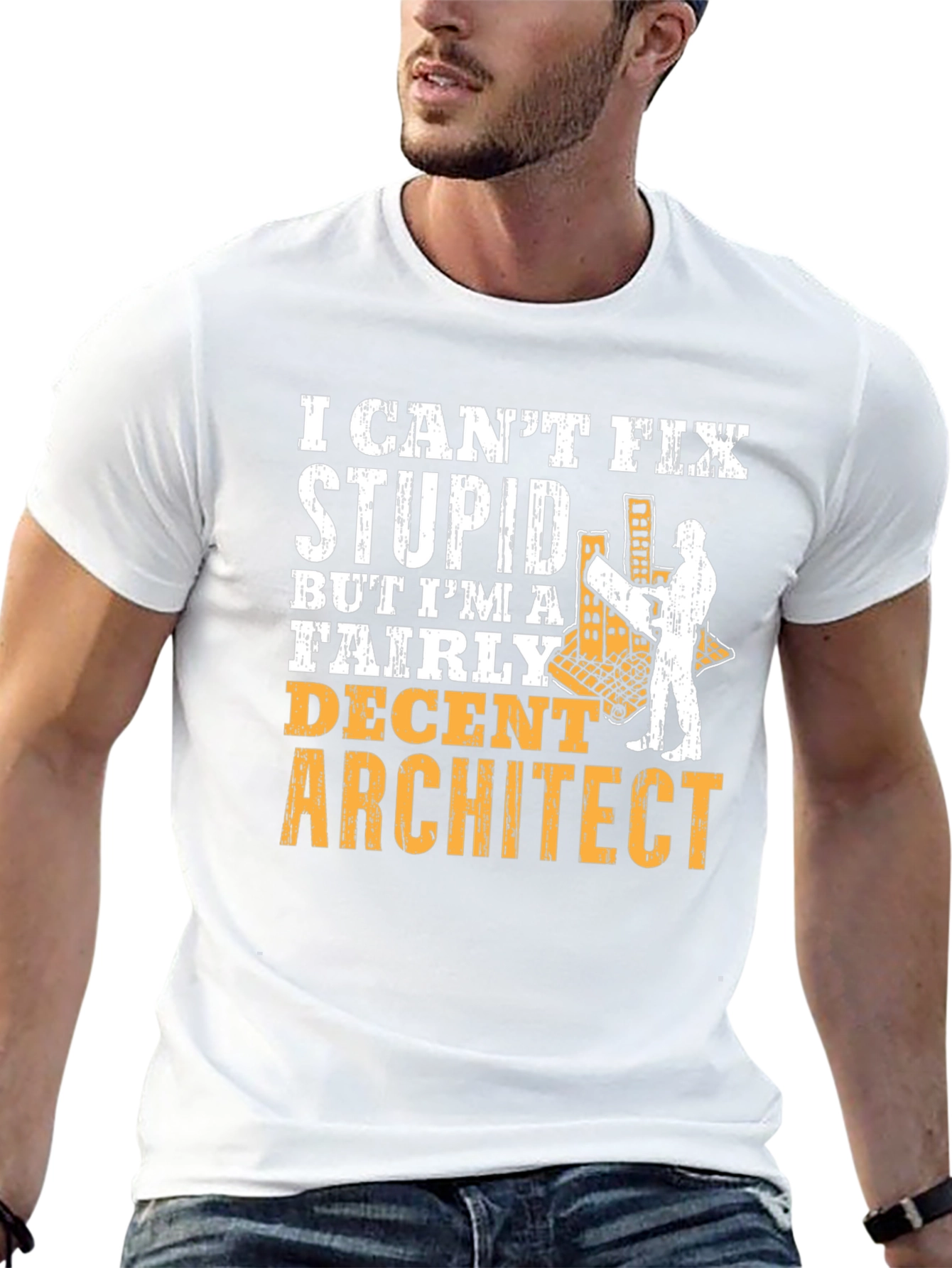 Black Architect Humor Graphic Tee - Can't Fix Stupid view 13