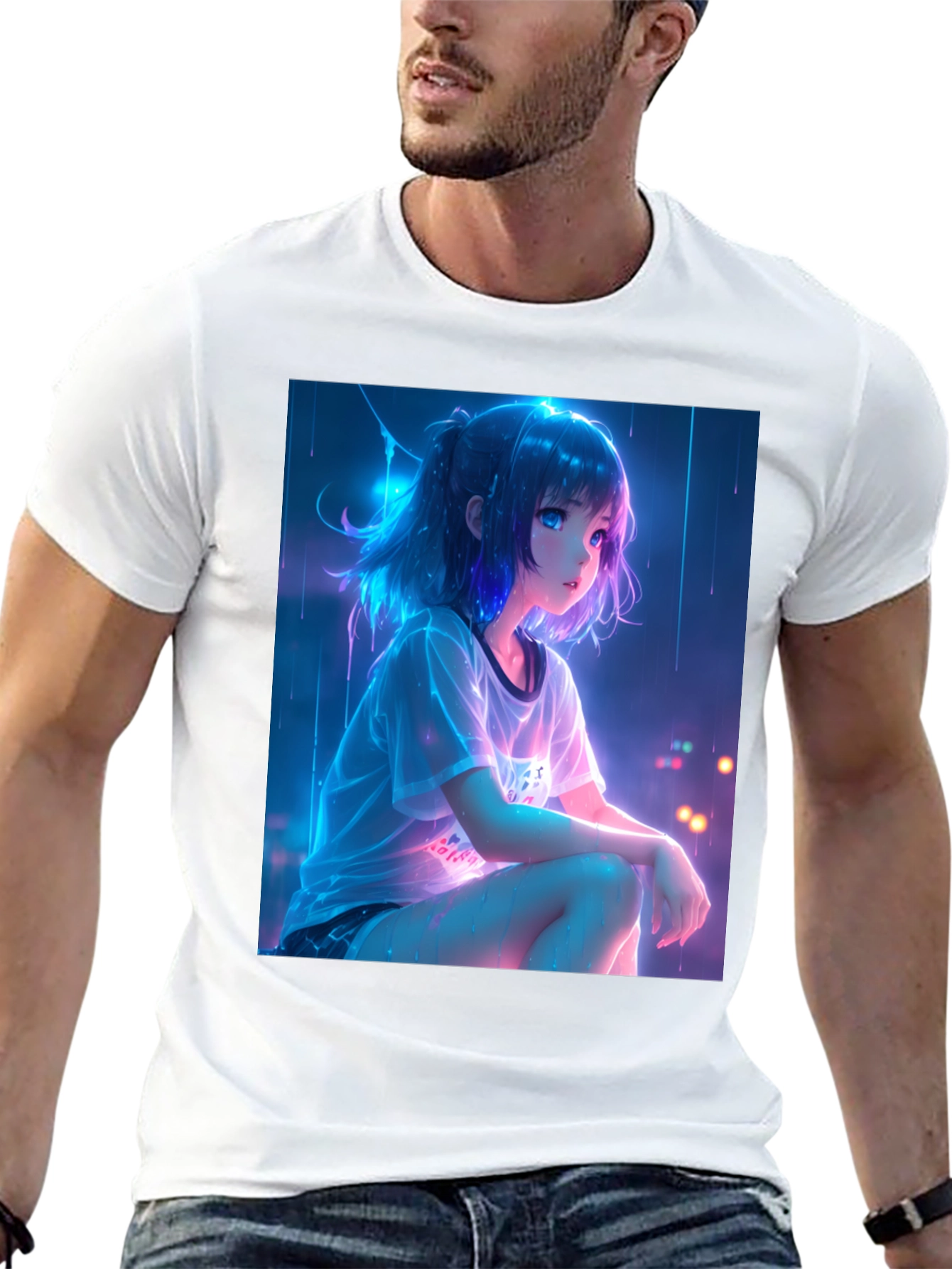 Black Anime Girl Graphic Black T-Shirt view 13