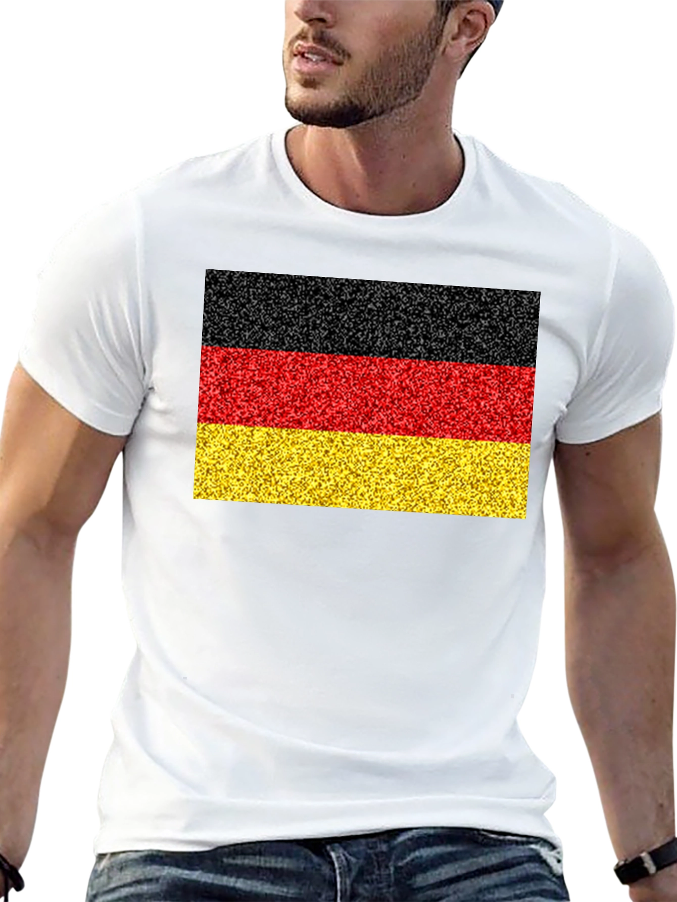 Black German Flag T-Shirt - Black Cotton Tee view 13