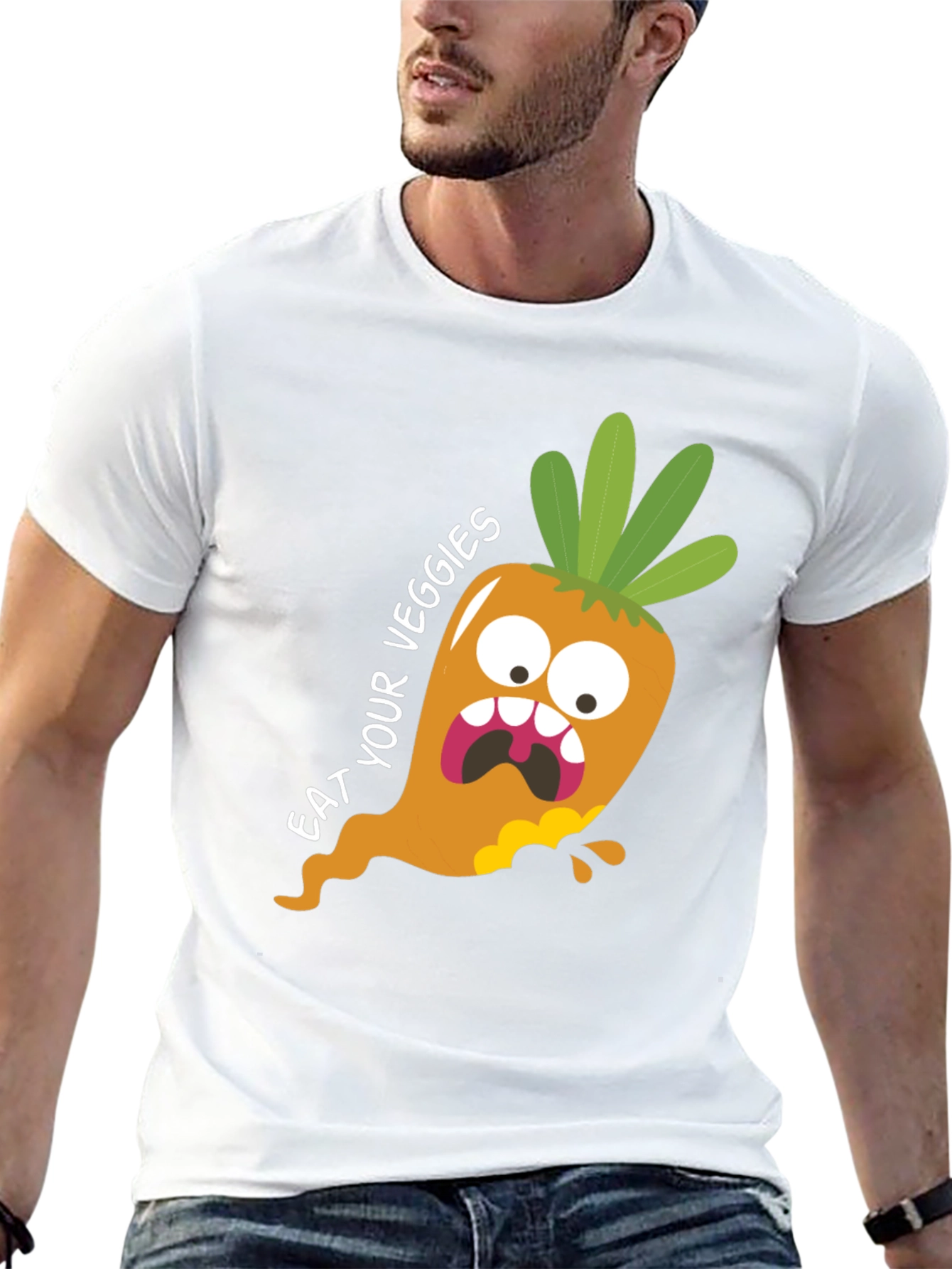 Black Eat Your Veggies T-Shirt: Funny Carrot Graphic Tee view 13