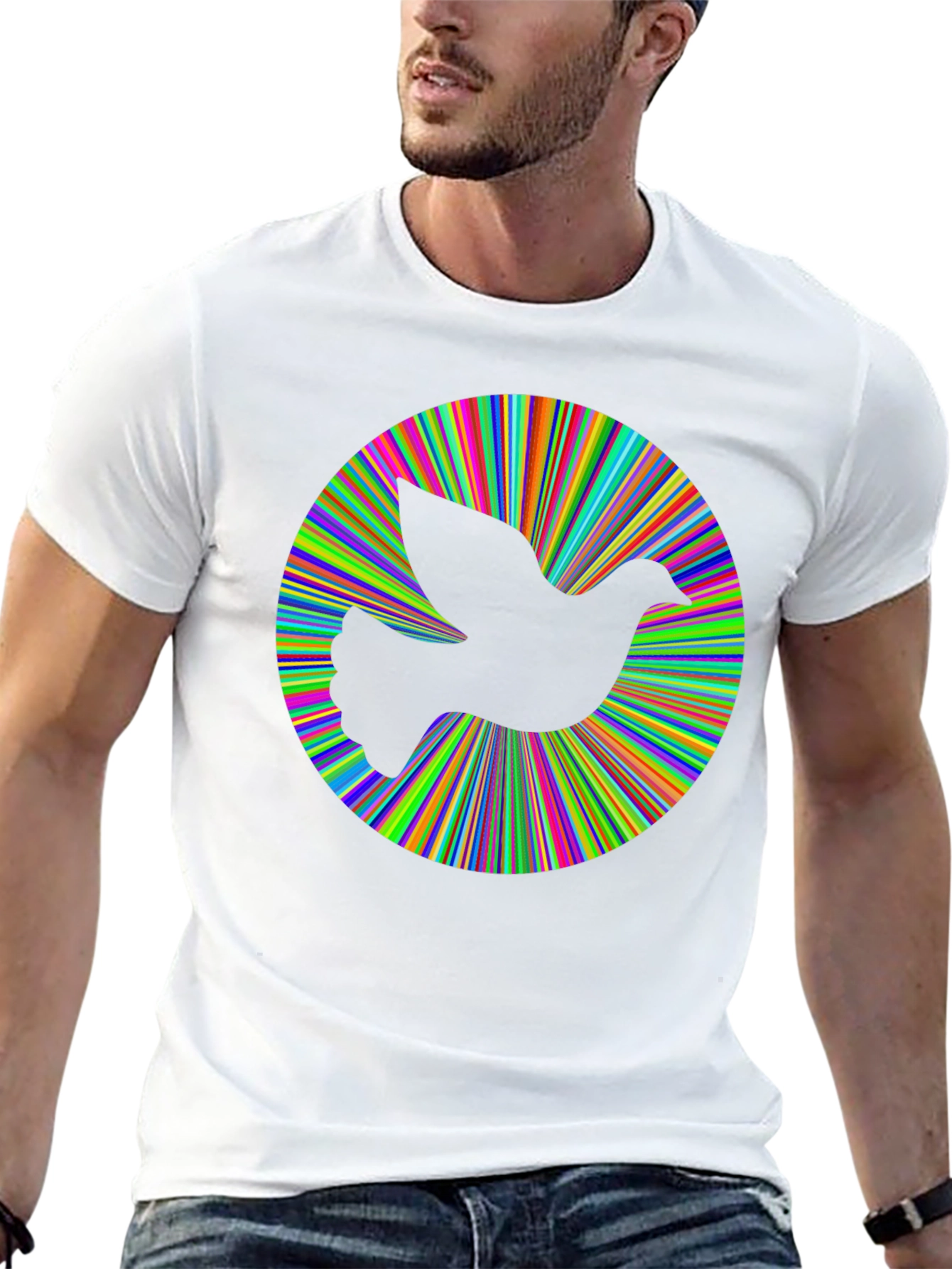 Black Peace Dove Graphic Tee - Vibrant Colors, Soft Cotton Blend view 13