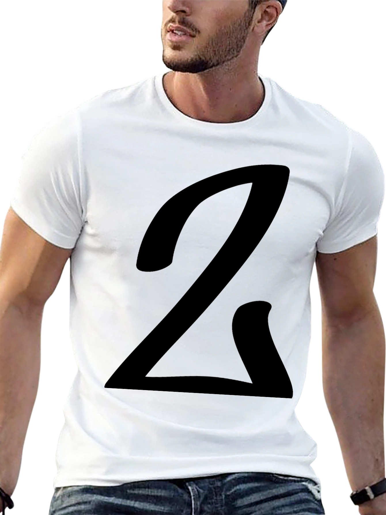 Black Bold Number 2 Graphic Black Tee - Stylish Casual Wear view 13