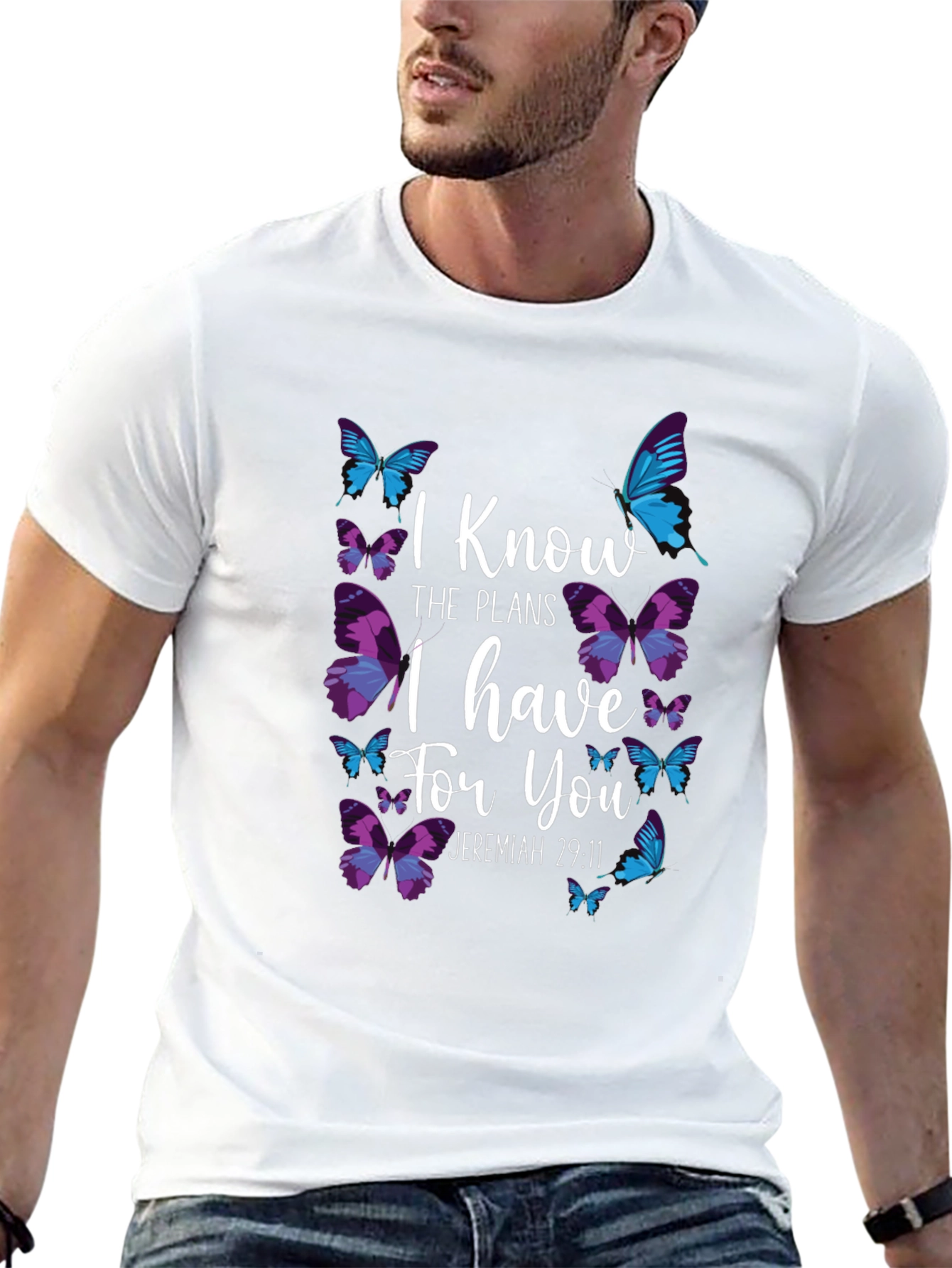 Black Butterfly Jeremiah 29:11 T-Shirt view 13