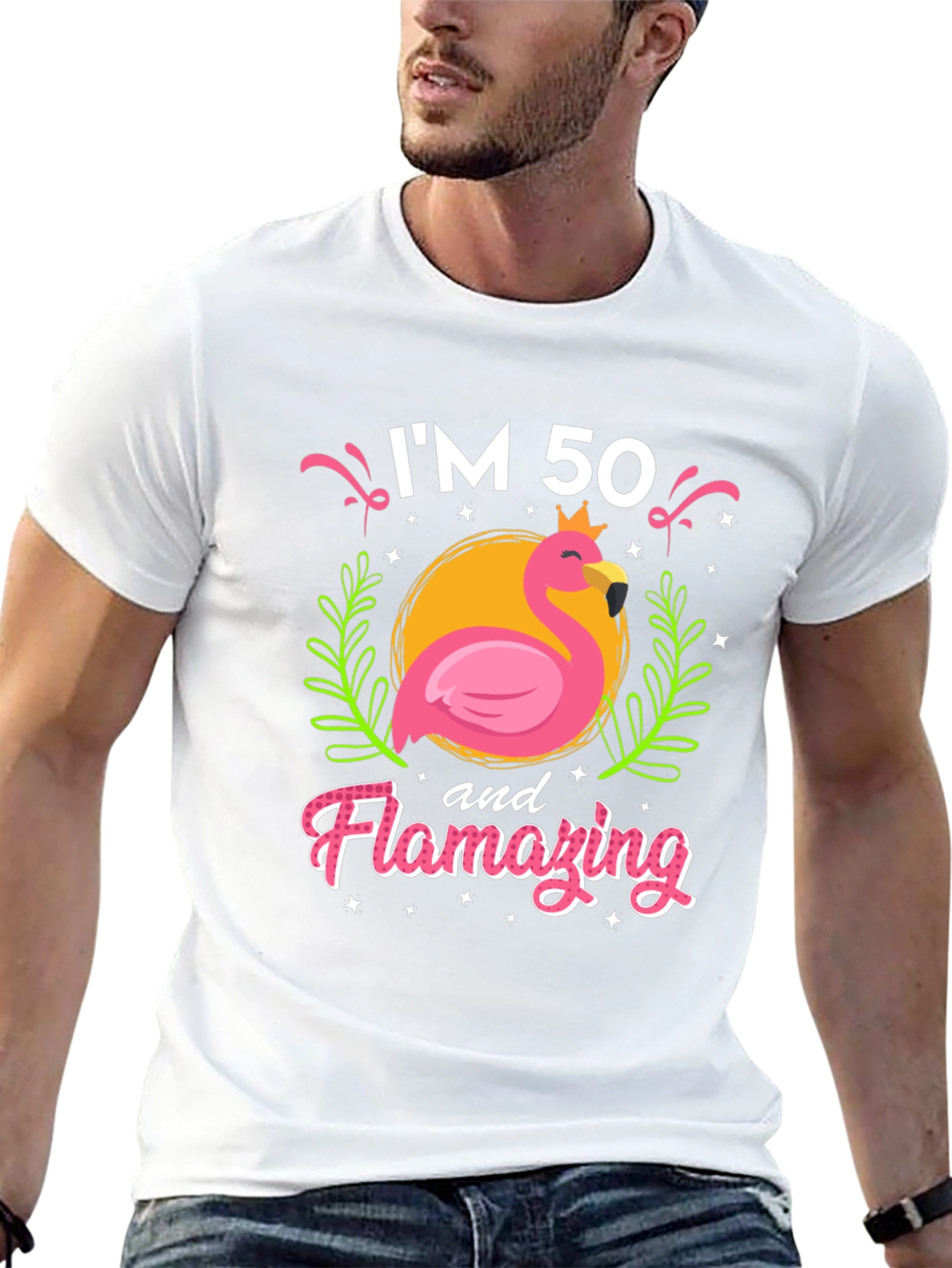 Black I'm 50 and Flamazing T-Shirt view 13