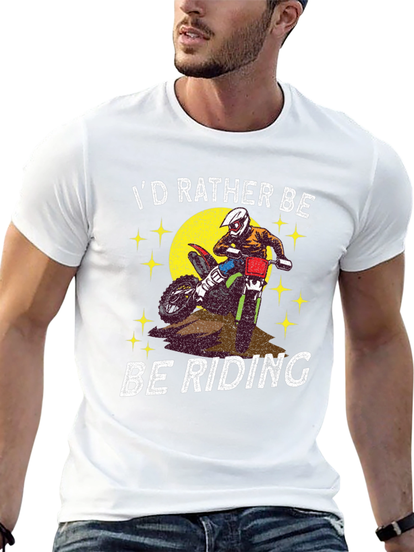 Black I'd Rather Be Riding T-Shirt - Motorcross Rider Tee view 13