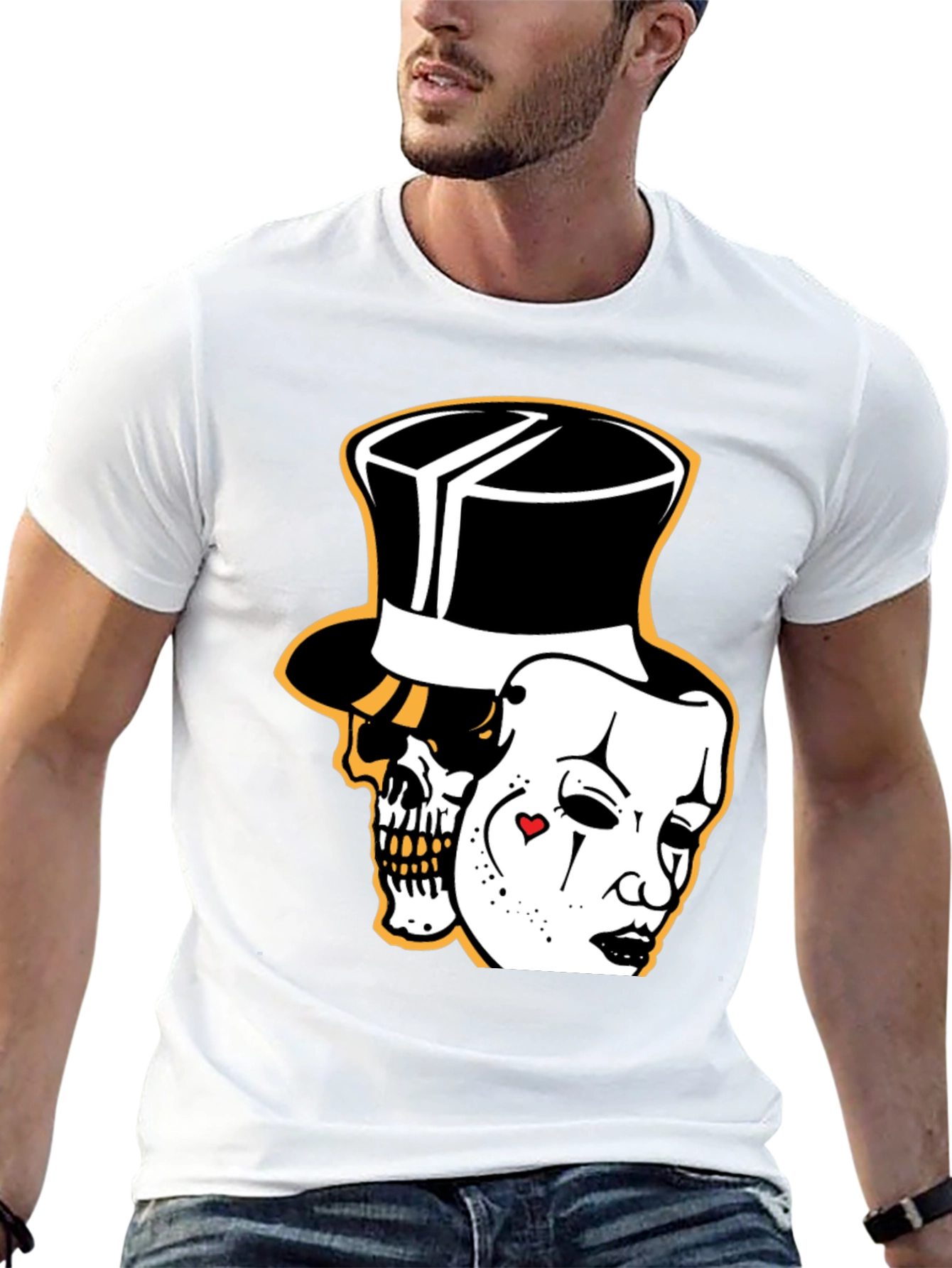 Black Skull Mask Graphic Tee - Stylish Black Cotton T-Shirt view 13