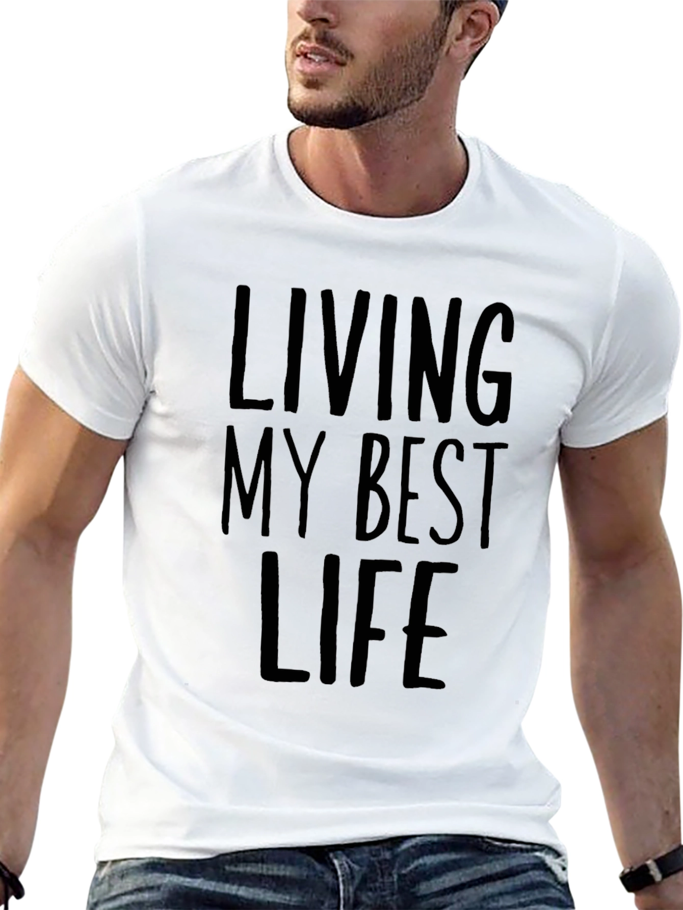 Black Living My Best Life Tee - Black Crew Neck T-Shirt view 13