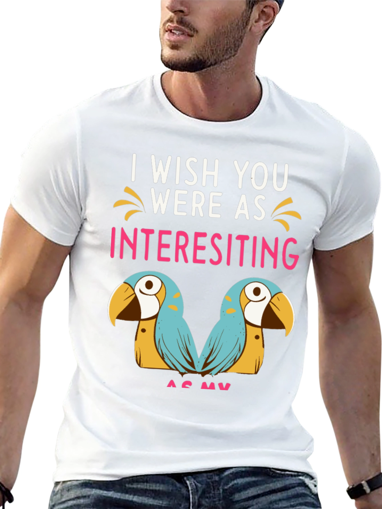 Black Funny Parrot Graphic Tee - I Wish You Were As Interesting As My Birds view 13