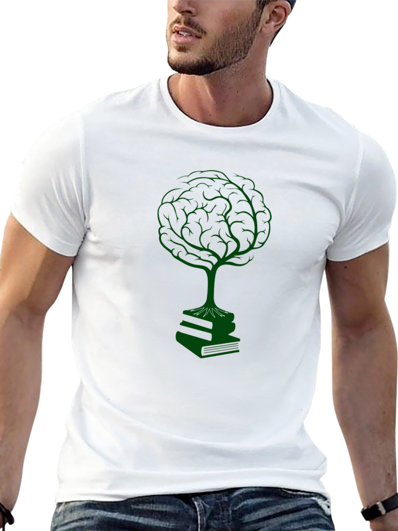 Black Brain Tree on Books T-Shirt - Knowledge is Power view 13