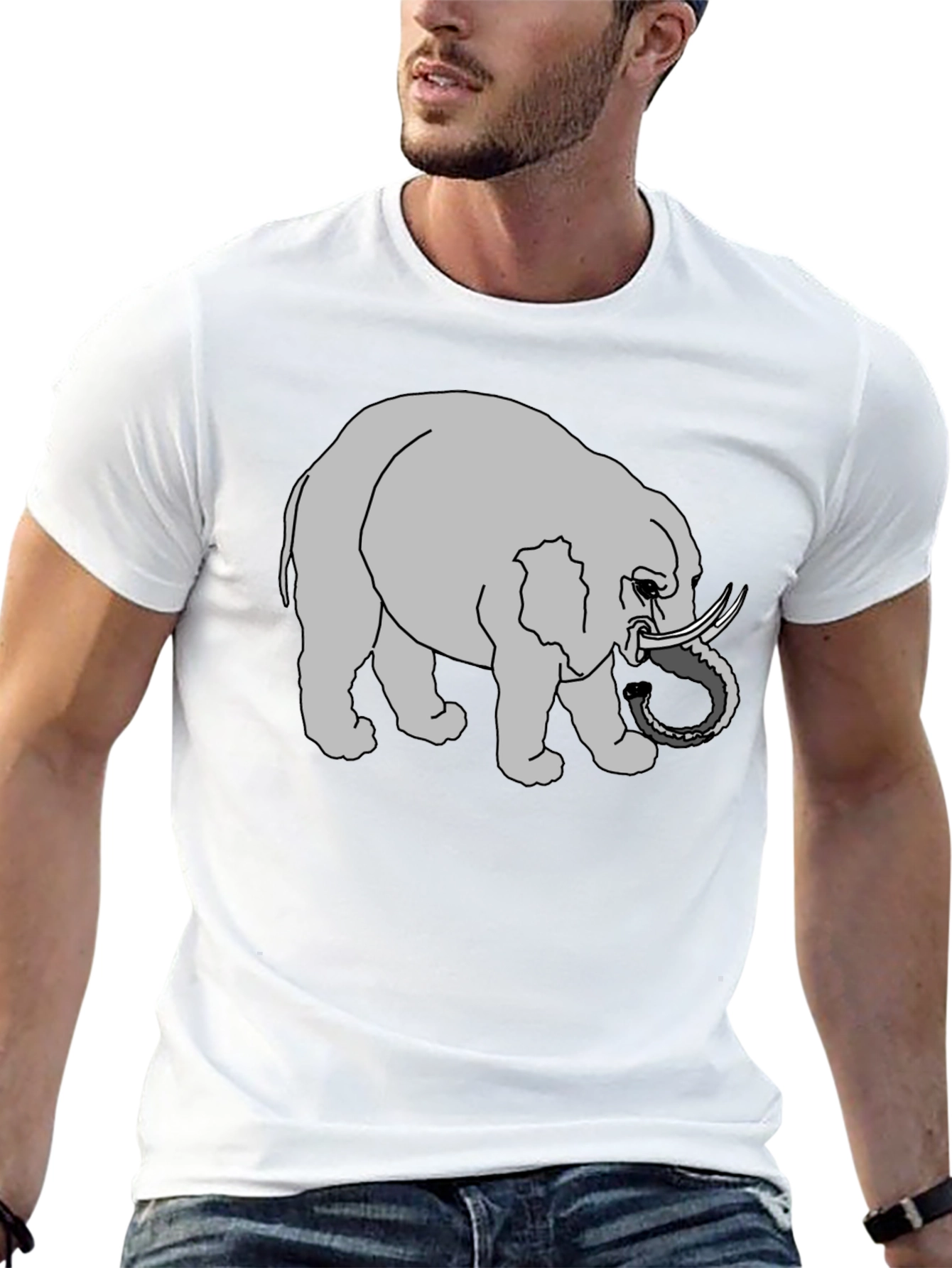 Black Elephant Graphic Print Black T-Shirt view 13