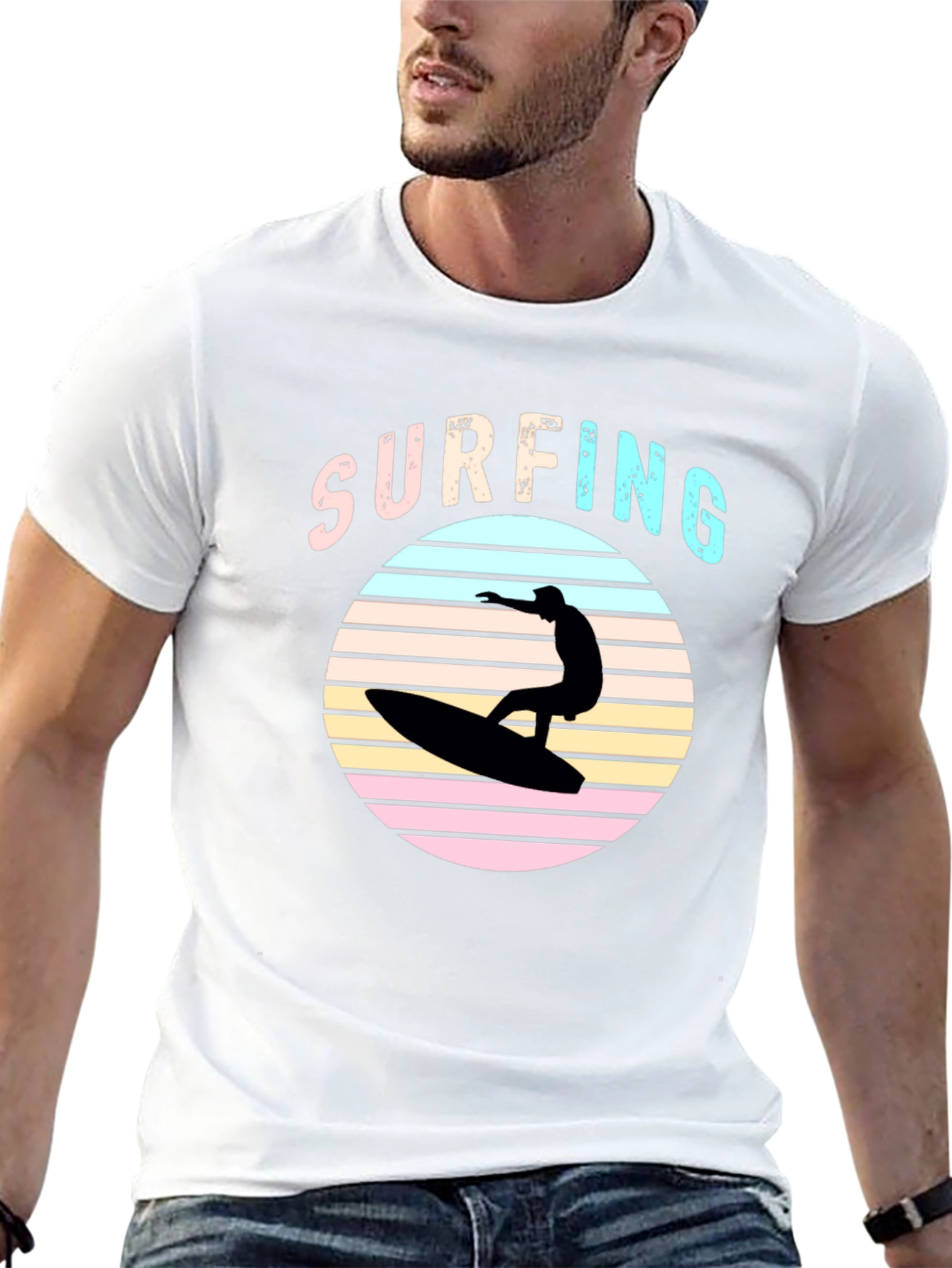 Black Retro Surfing T-Shirt - Black view 13