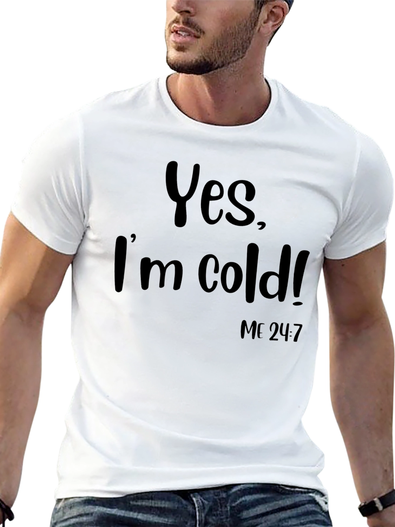 Black Yes, I'm Cold! Graphic Tee - Cozy & Humorous view 13