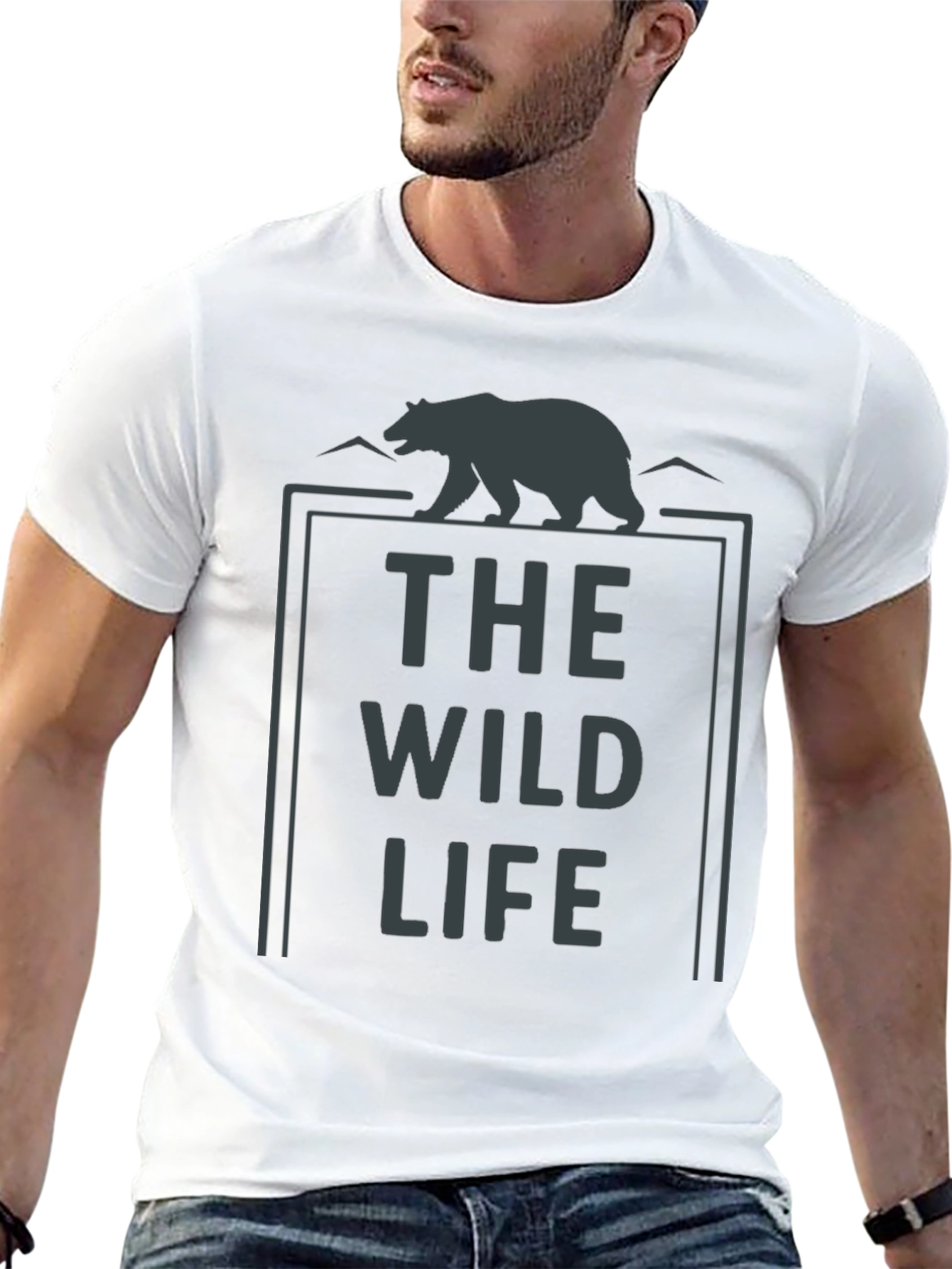 Black The Wild Life Bear Graphic T-Shirt - Black view 13