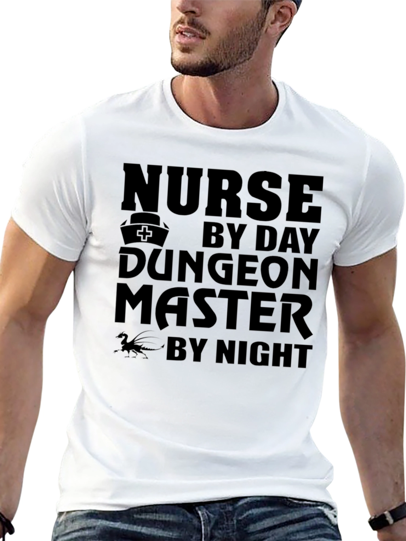 Black Nurse Dungeon Master T-Shirt - Black Graphic Tee view 13