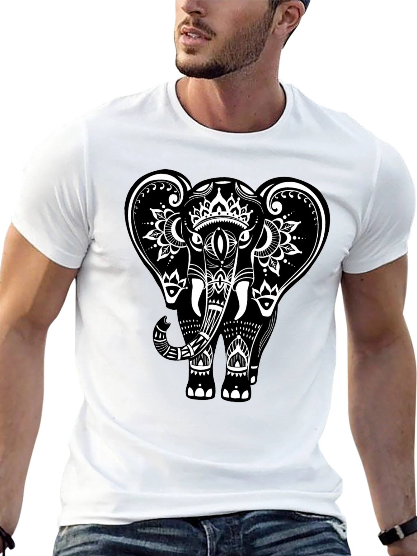 Black Black Elephant Graphic Tee - Stylish Men's Casual Wear view 13