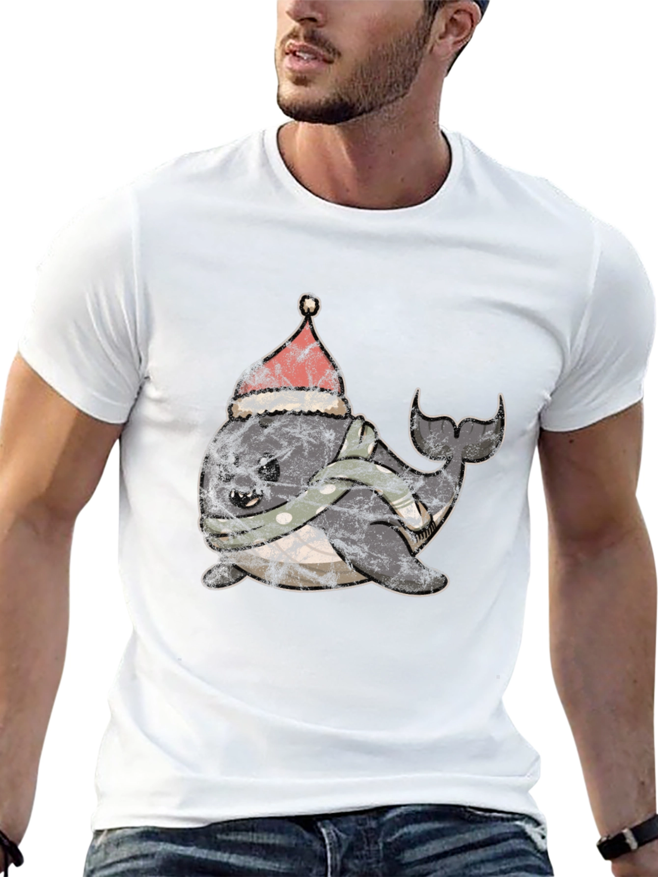 Black Festive Narwhal T-Shirt - Holiday Fun view 13