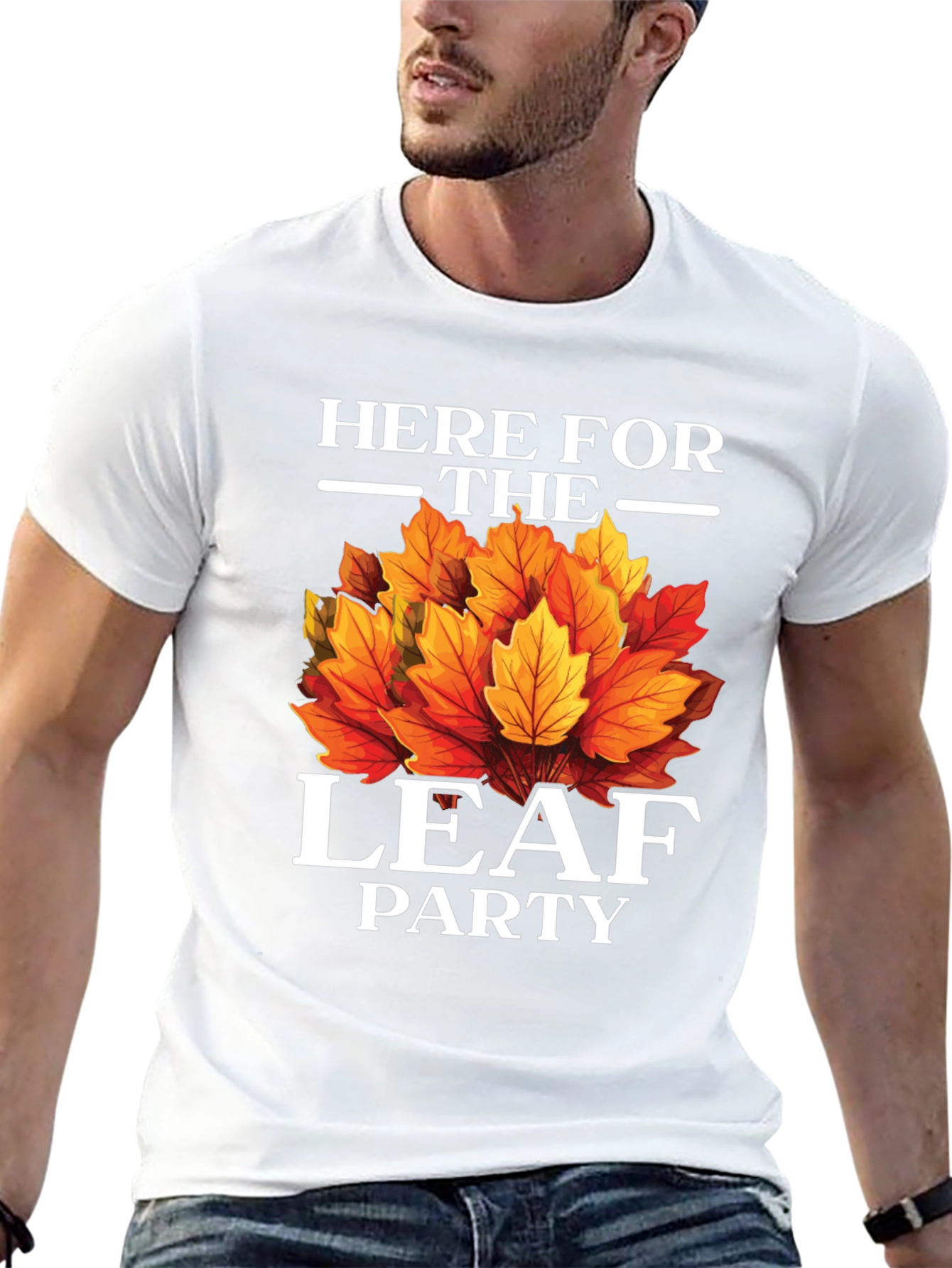 Black Here For The Leaf Party T-Shirt - Fall Colors view 13