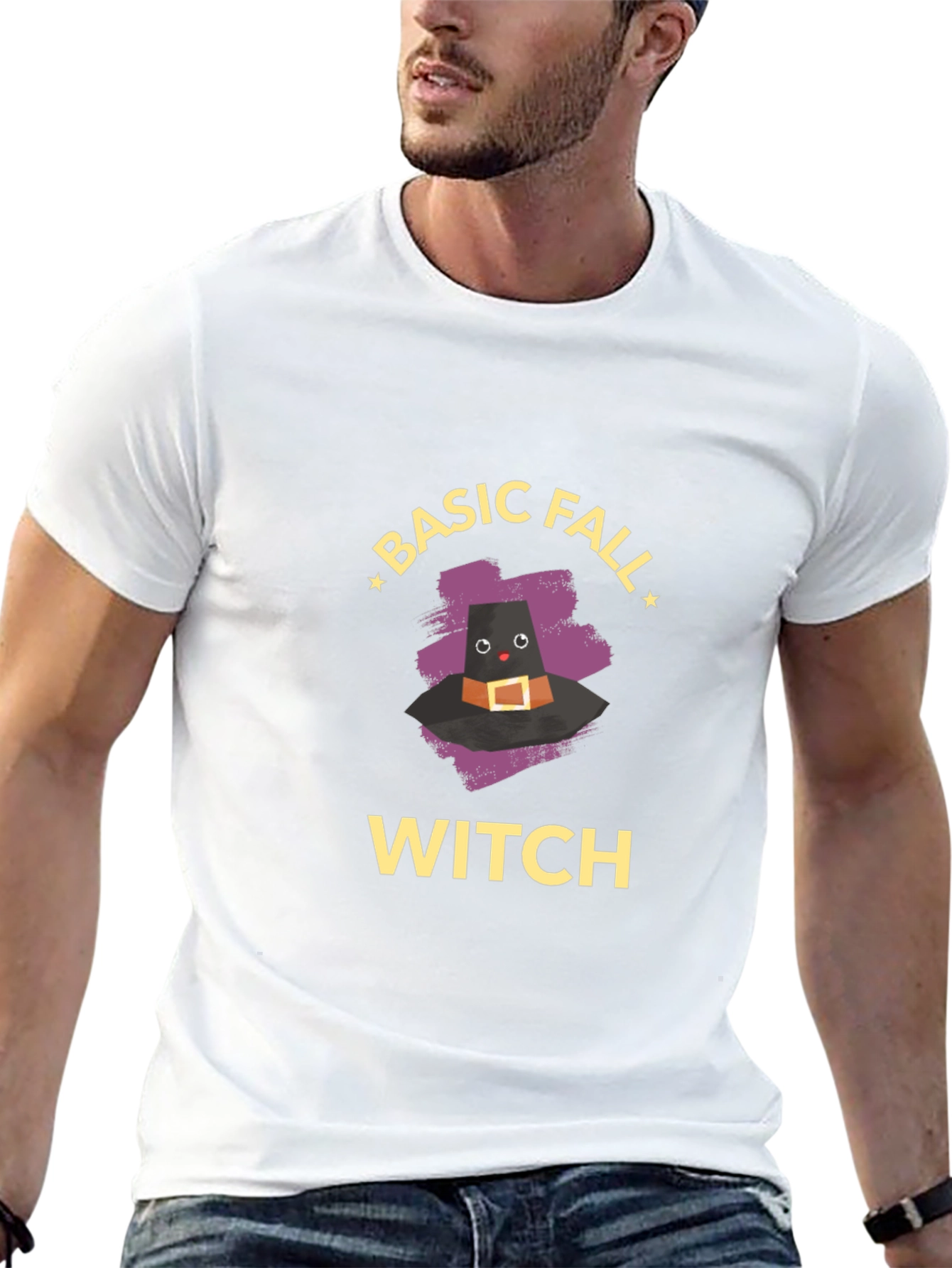 Black Basic Fall Witch T-Shirt - Cute Halloween Tee view 13