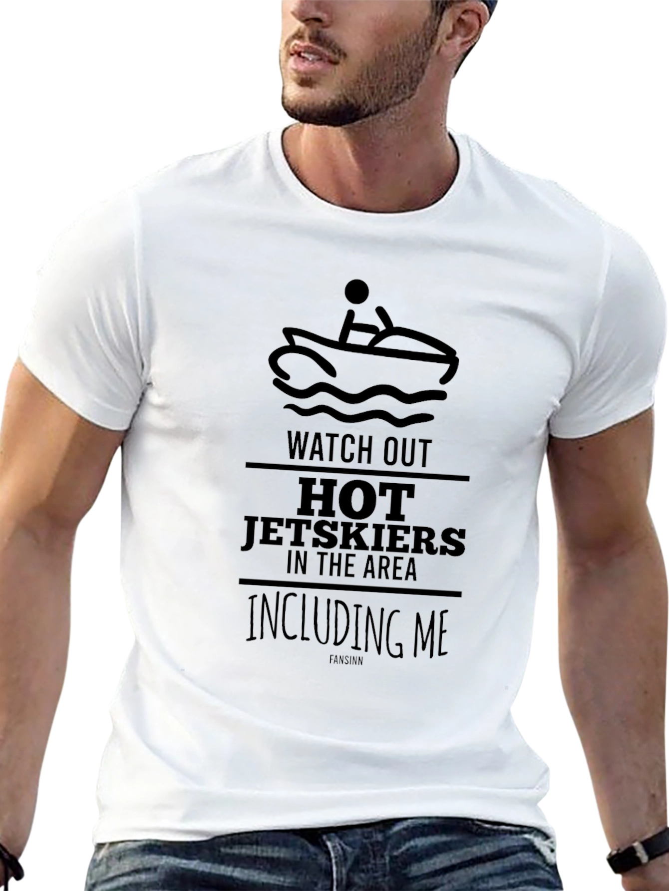 Black Hot Jetskiers in the Area T-Shirt - Fun Summer Tee view 13