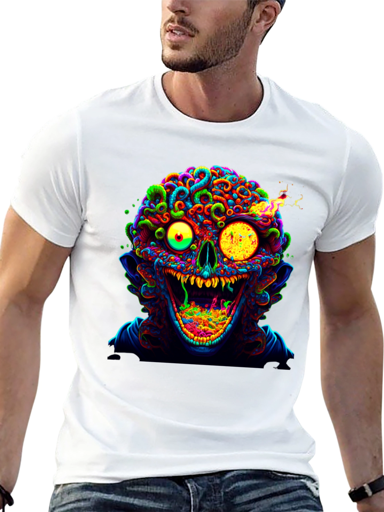 Black Psychedelic Zombie T-Shirt view 13