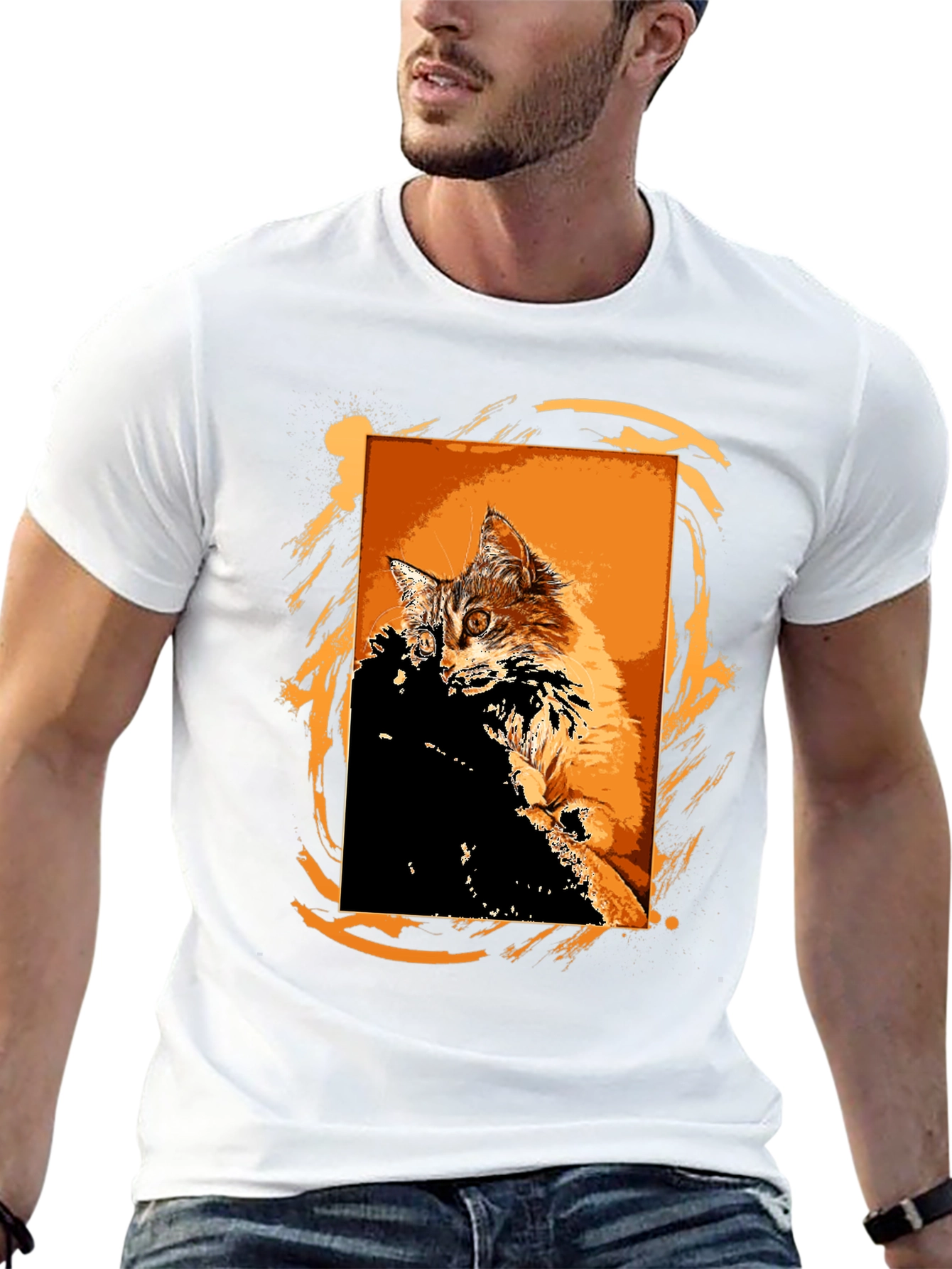 Black Cool Cat Graphic T-Shirt - Black view 13