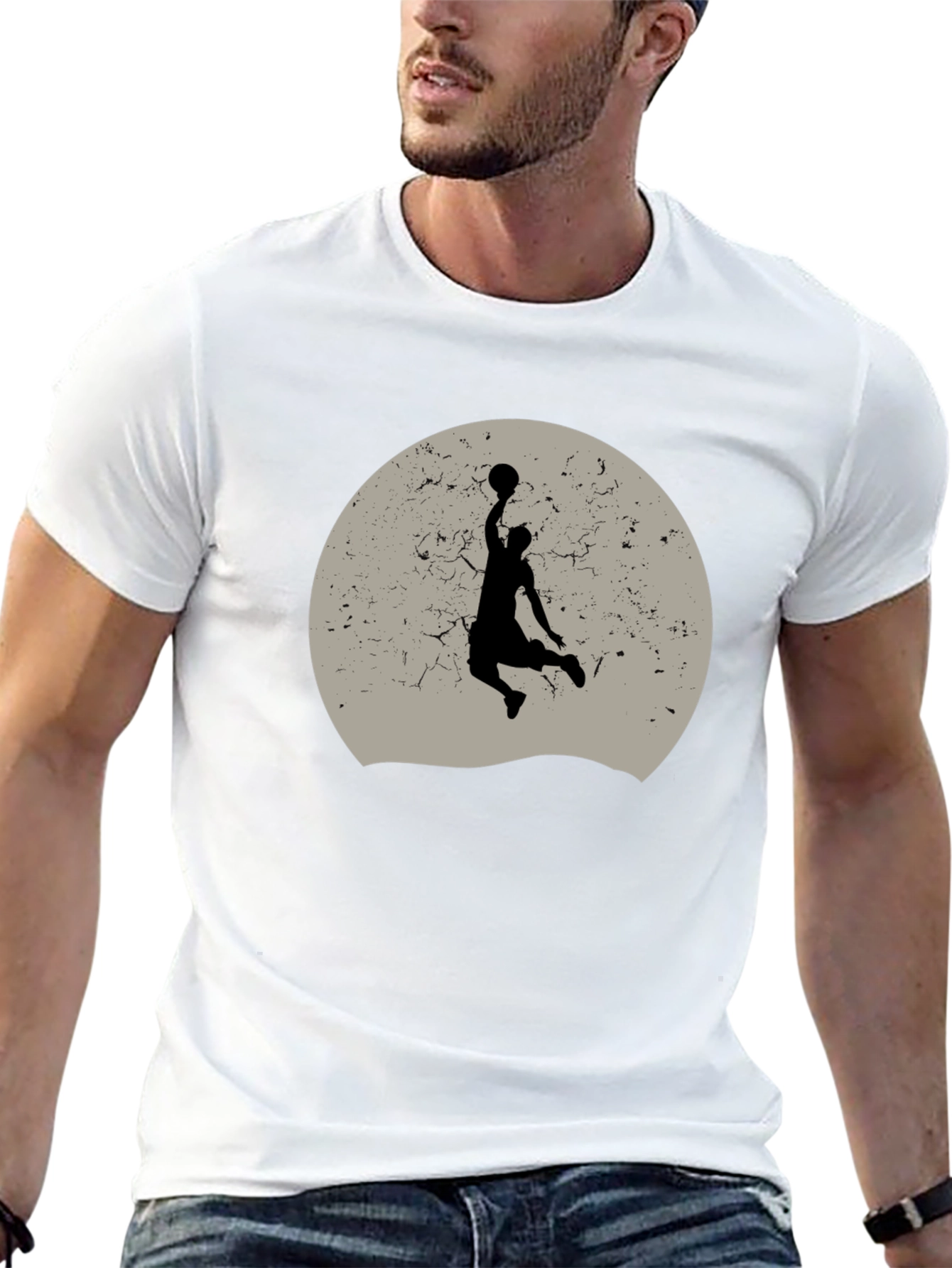 Black Basketball Silhouette Graphic T-Shirt - Black view 13