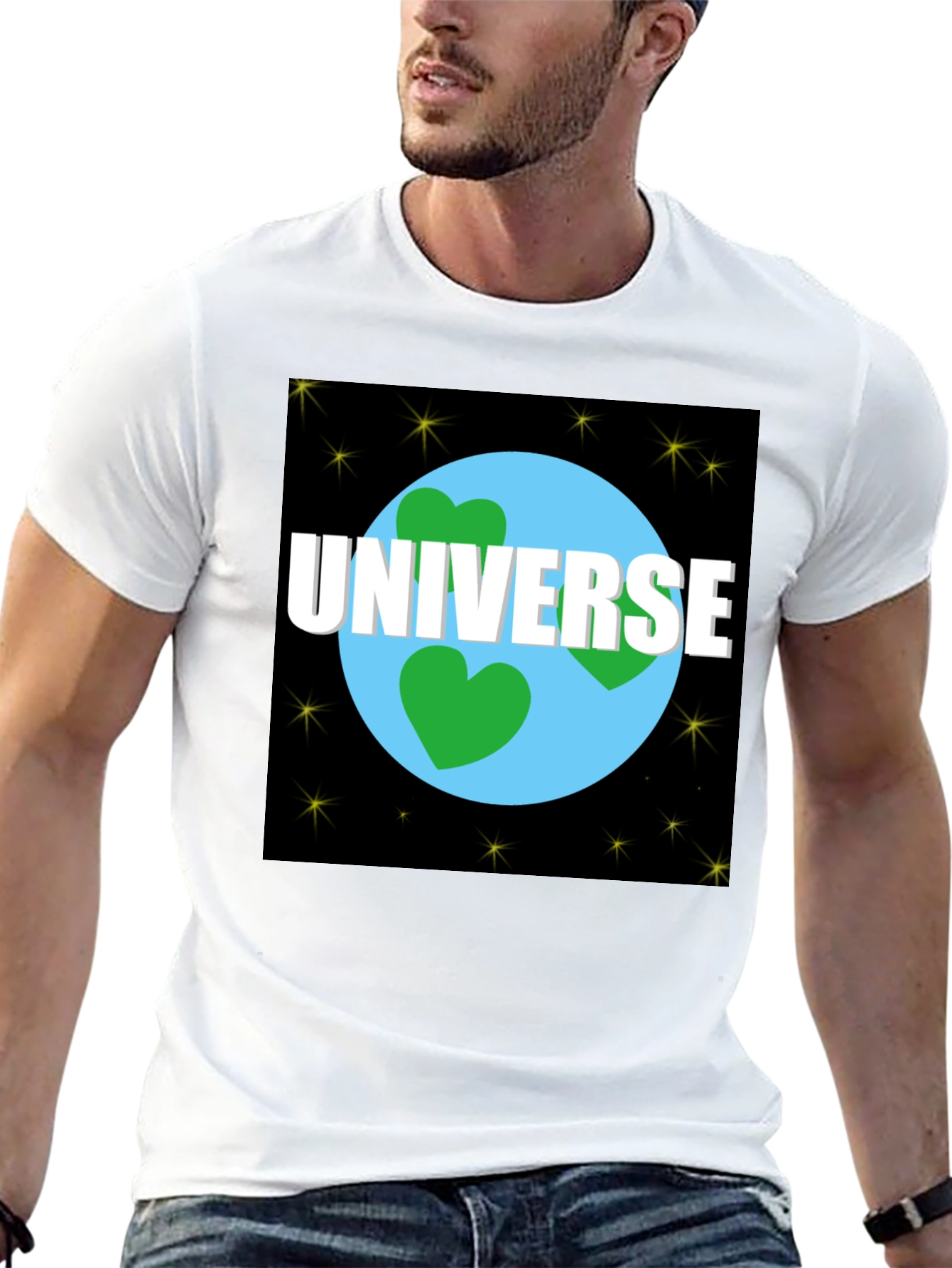 Universe Love T-Shirt - Black Cotton Blend Tee - 13