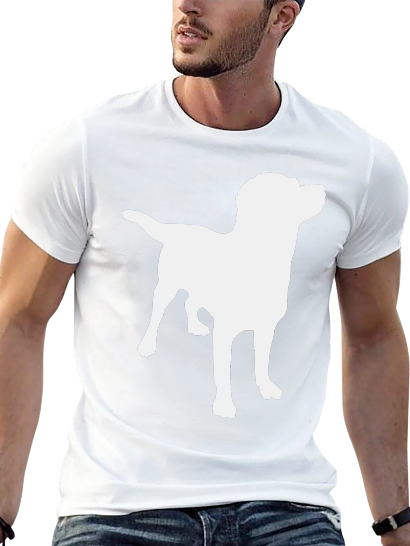 Black Dog Silhouette Black T-Shirt - Classic Casual Wear view 13