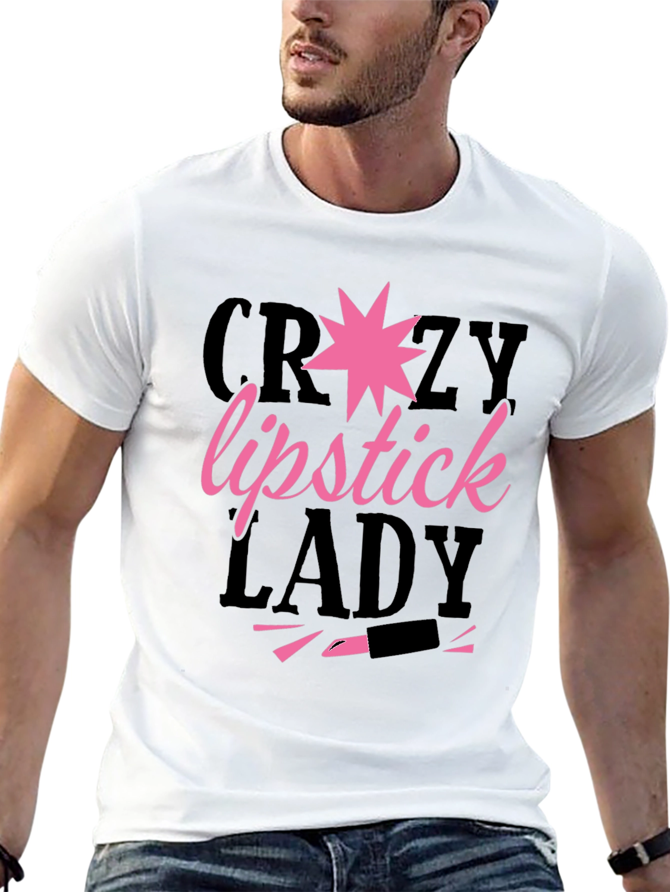 Black Crazy Lipstick Lady Graphic Tee - Black view 13