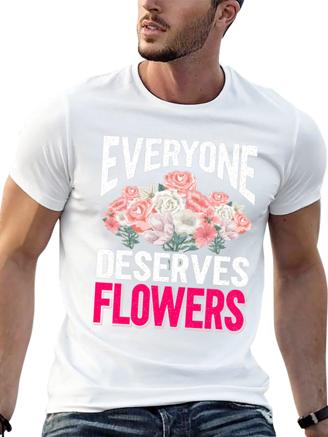 Black Everyone Deserves Flowers Graphic Tee view 13
