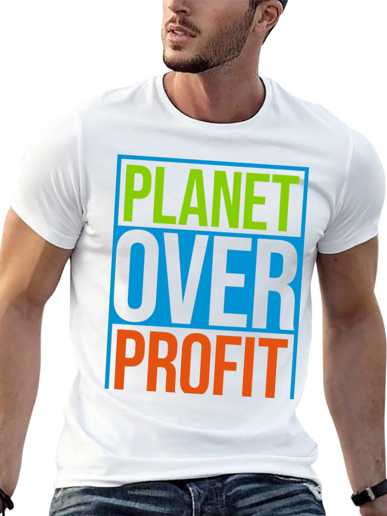 Black Planet Over Profit Graphic T-Shirt - Eco-Conscious Design view 13