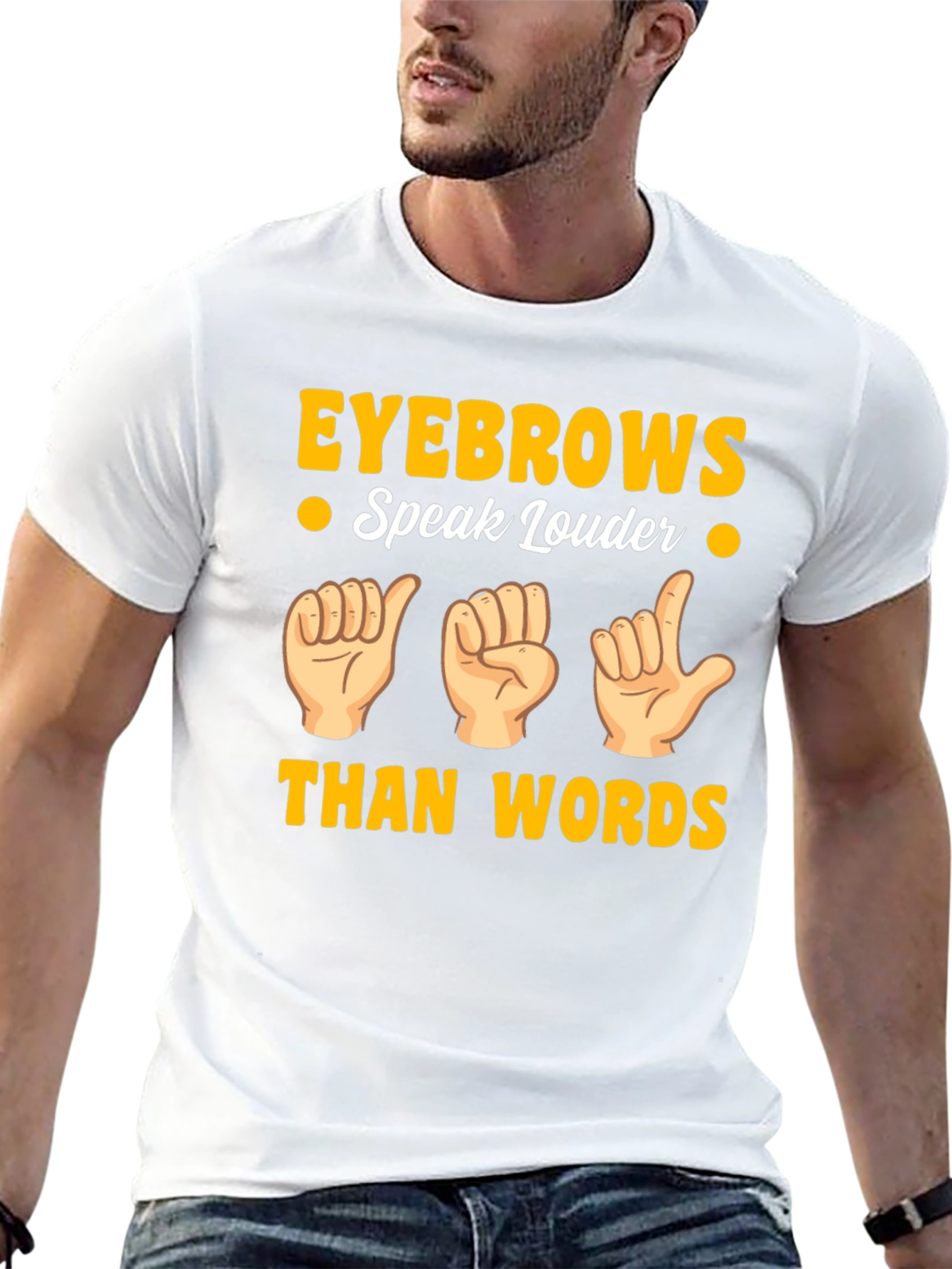 Black Eyebrows Speak Louder T-Shirt - Funny Gesture Tee view 13