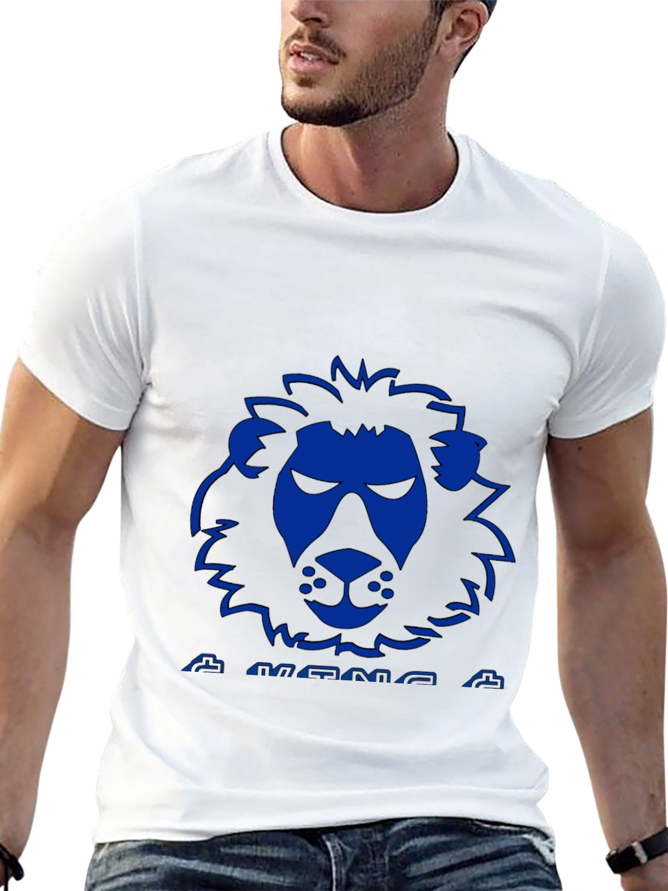 Black Blue Lion Graphic Black T-Shirt view 13