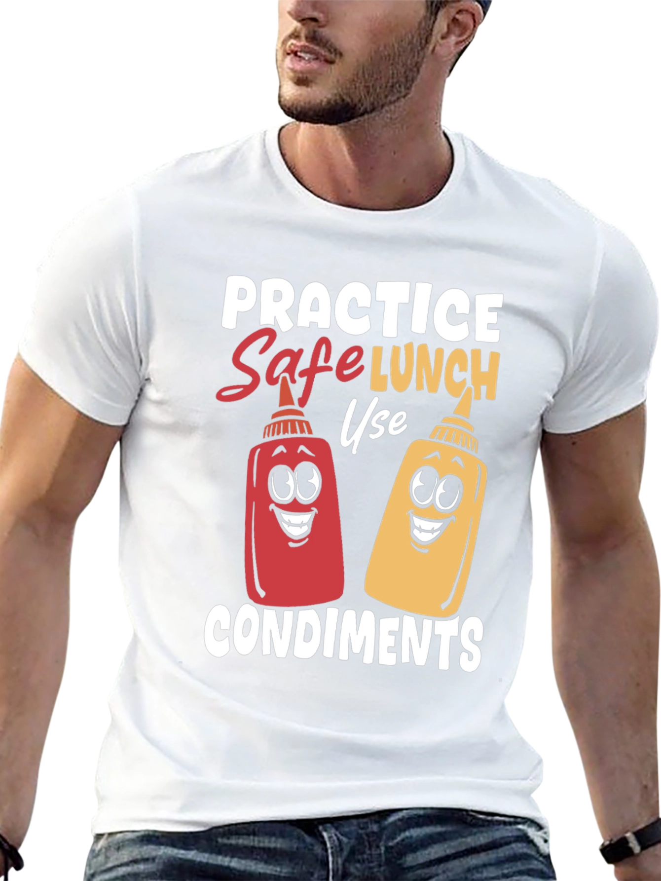 Black Practice Safe Lunch Condiments T-Shirt view 13