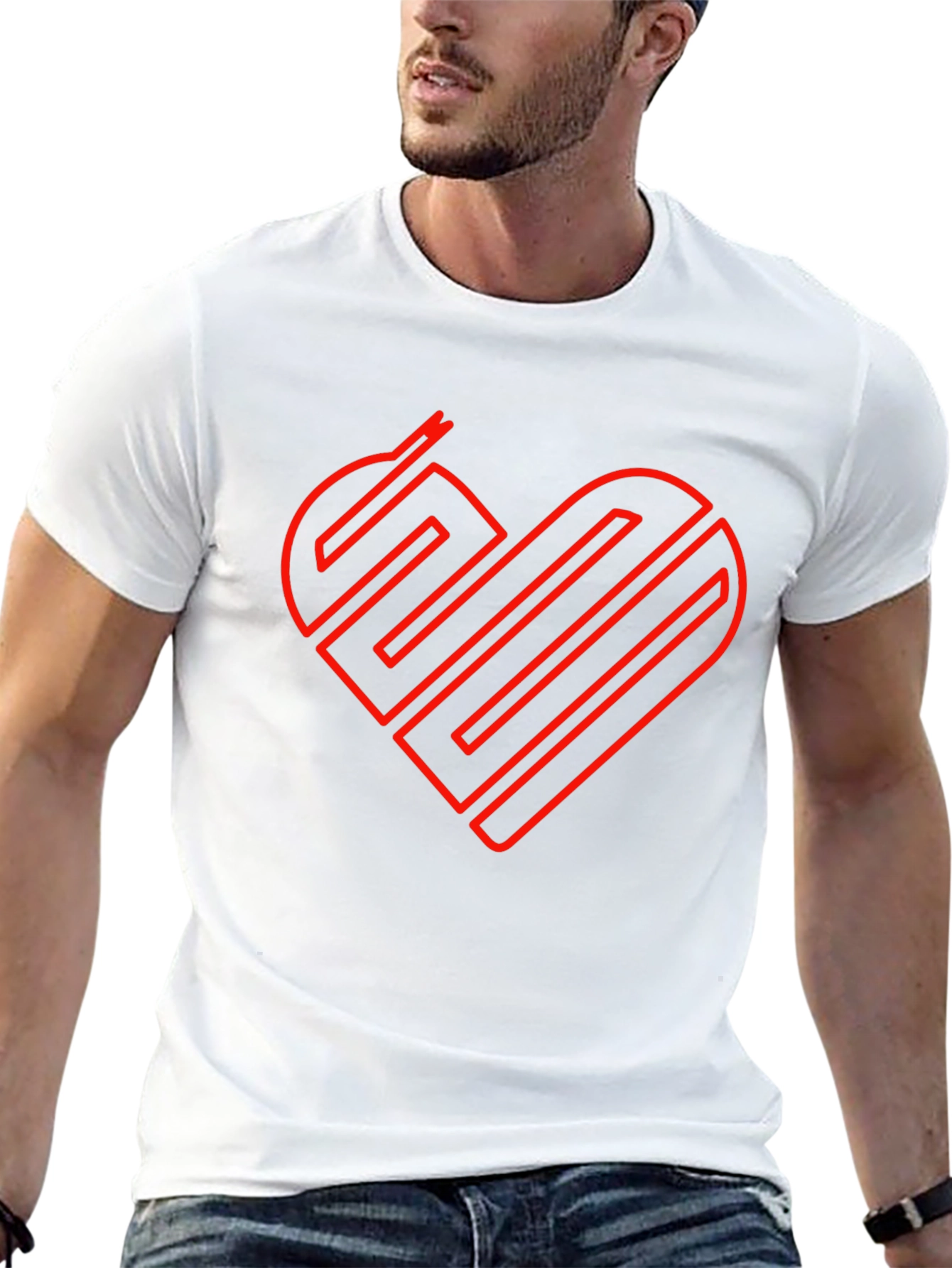 Black Heart Line Art Graphic Tee - Modern Minimalist Design view 13