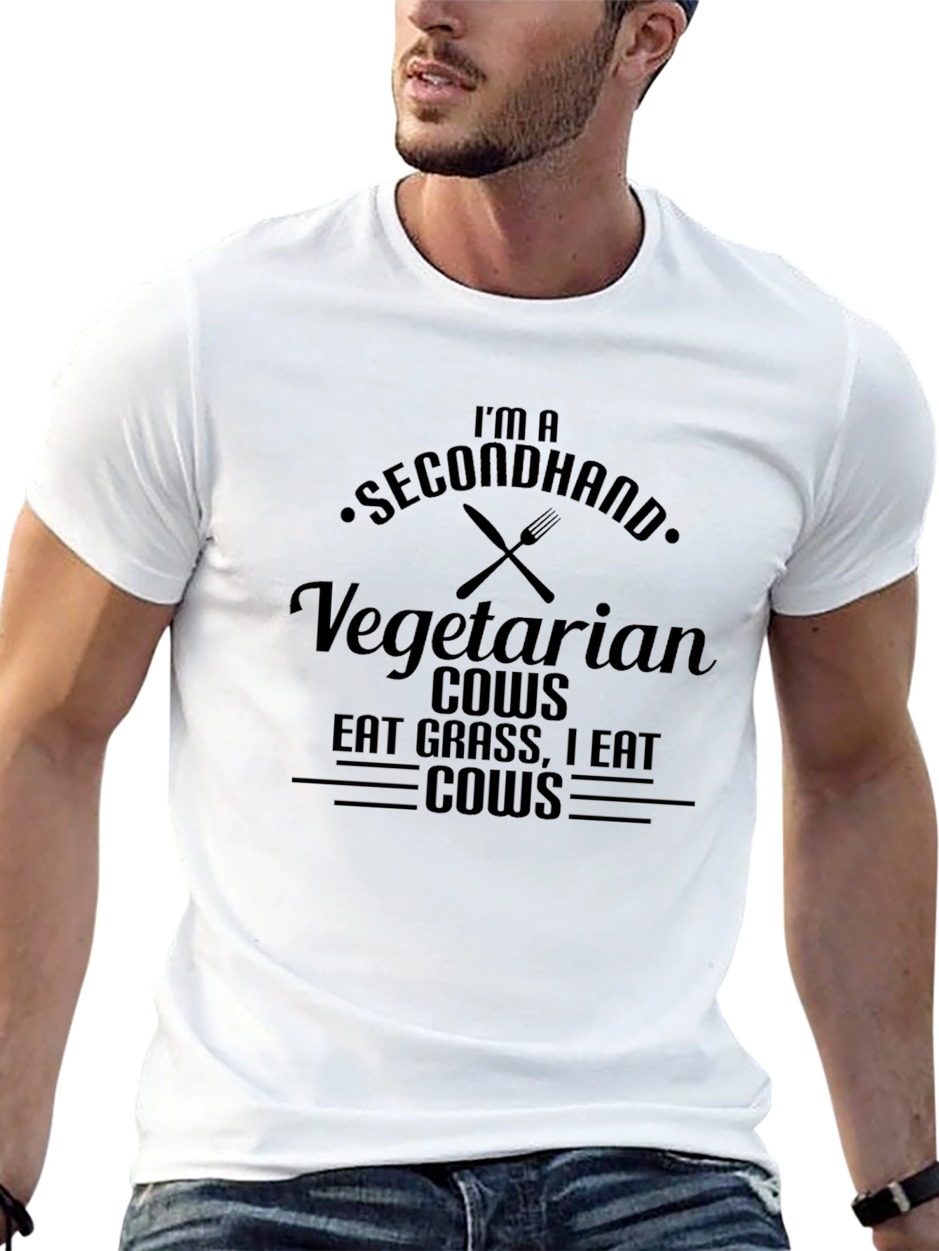 Black Secondhand Vegetarian Graphic T-Shirt view 13