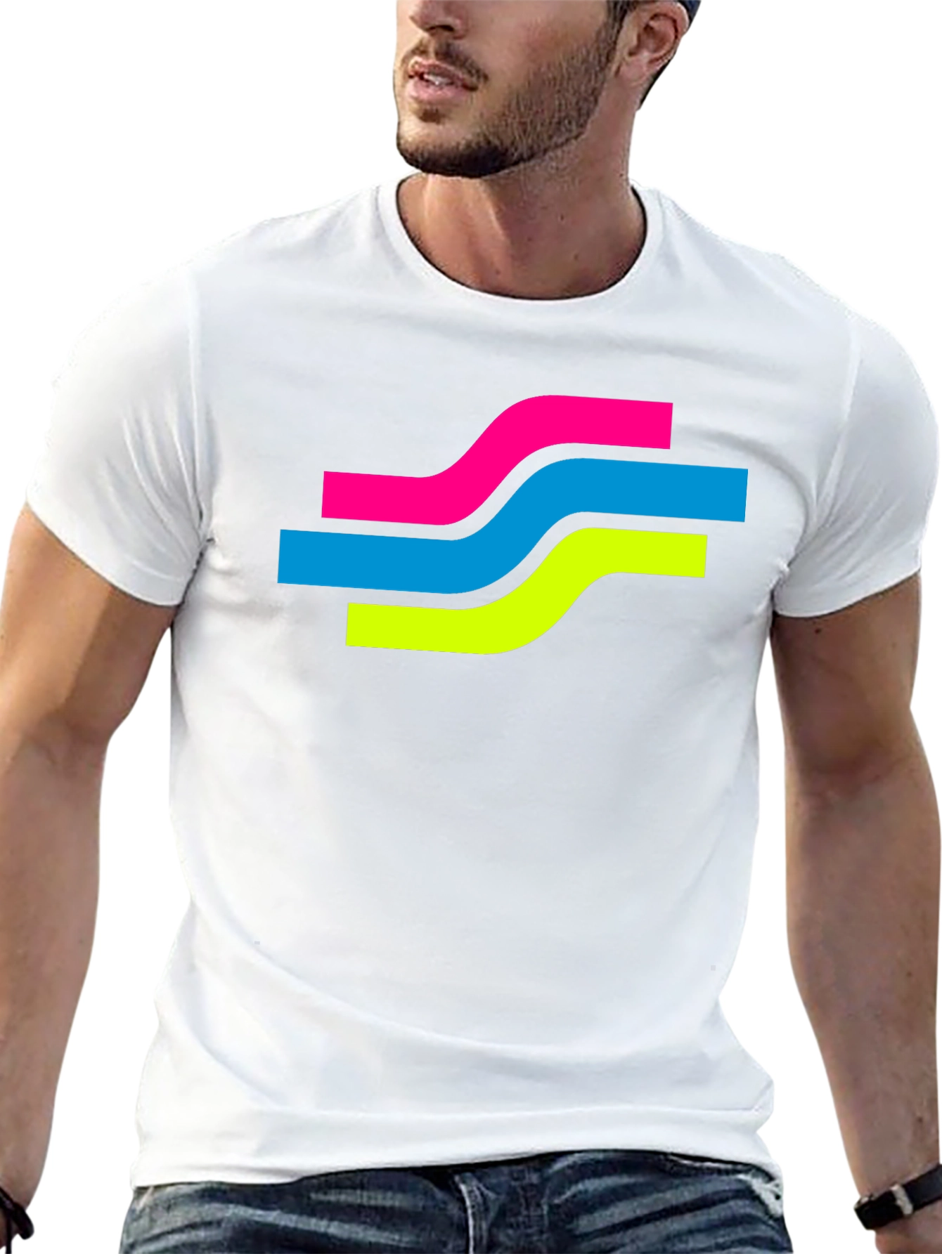 Black Retro Wave Graphic Tee - Black Cotton Blend T-Shirt view 13